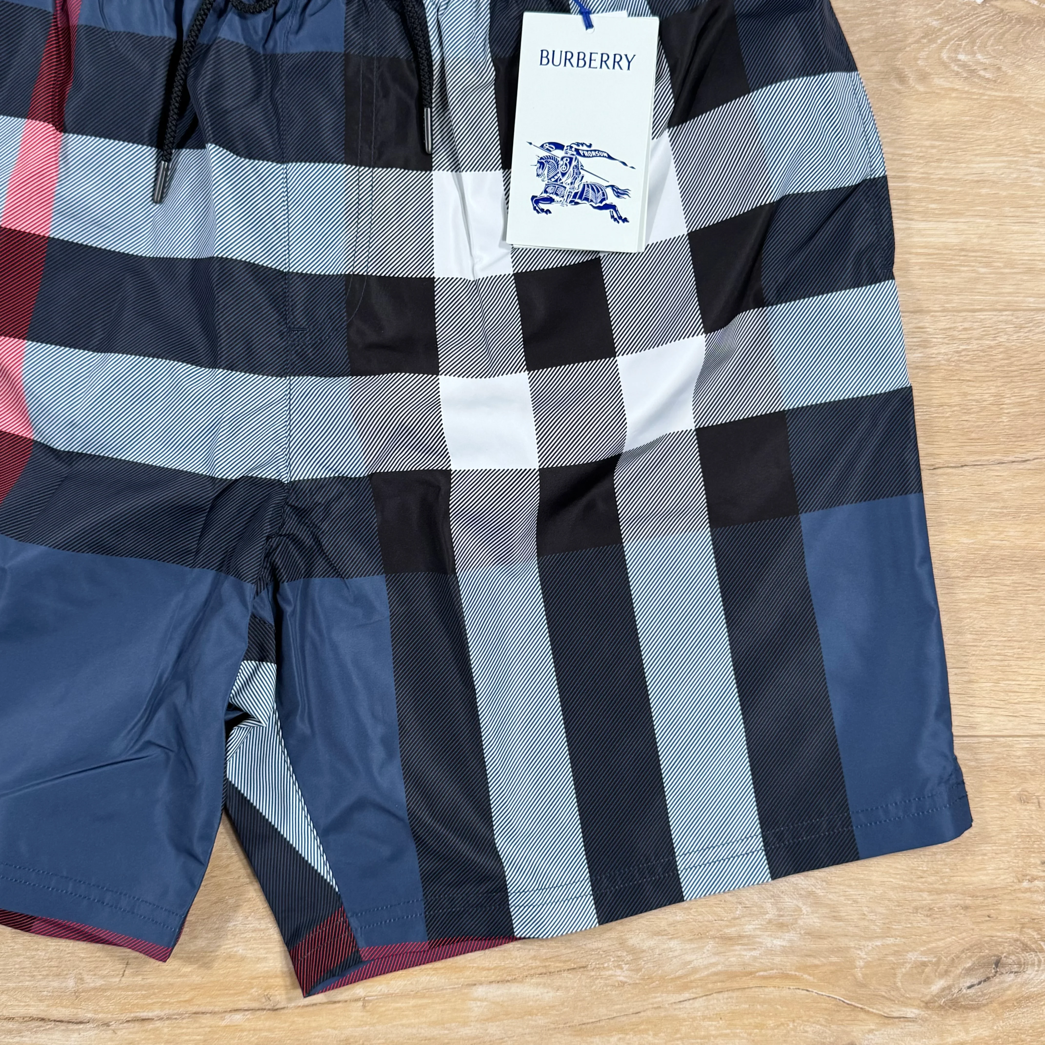 Burberry Check Swim Shorts in Carbon Blue - Image 3