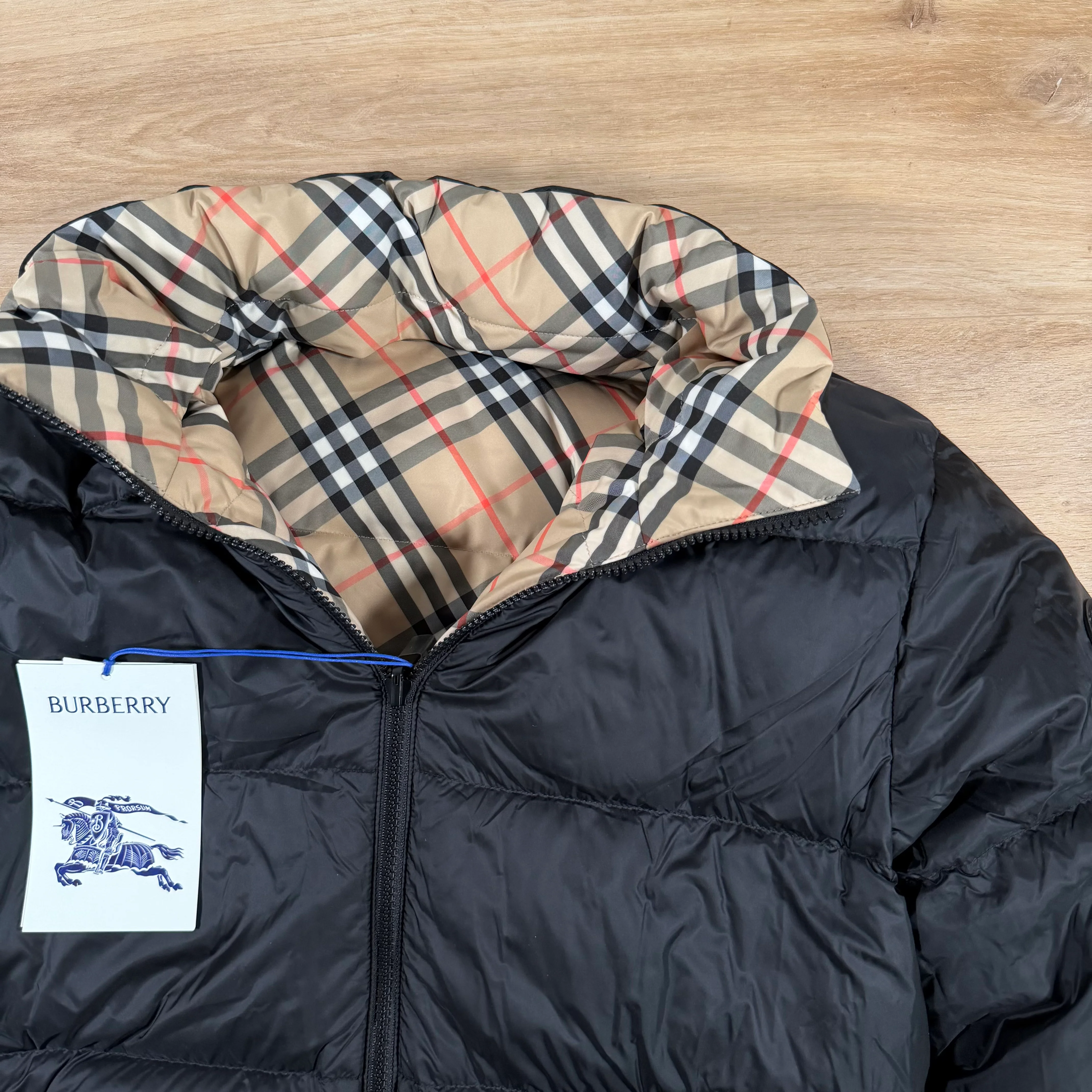 Burberry Reversible Check Snowdon Puffer Jacket in Sand Beige - Image 3