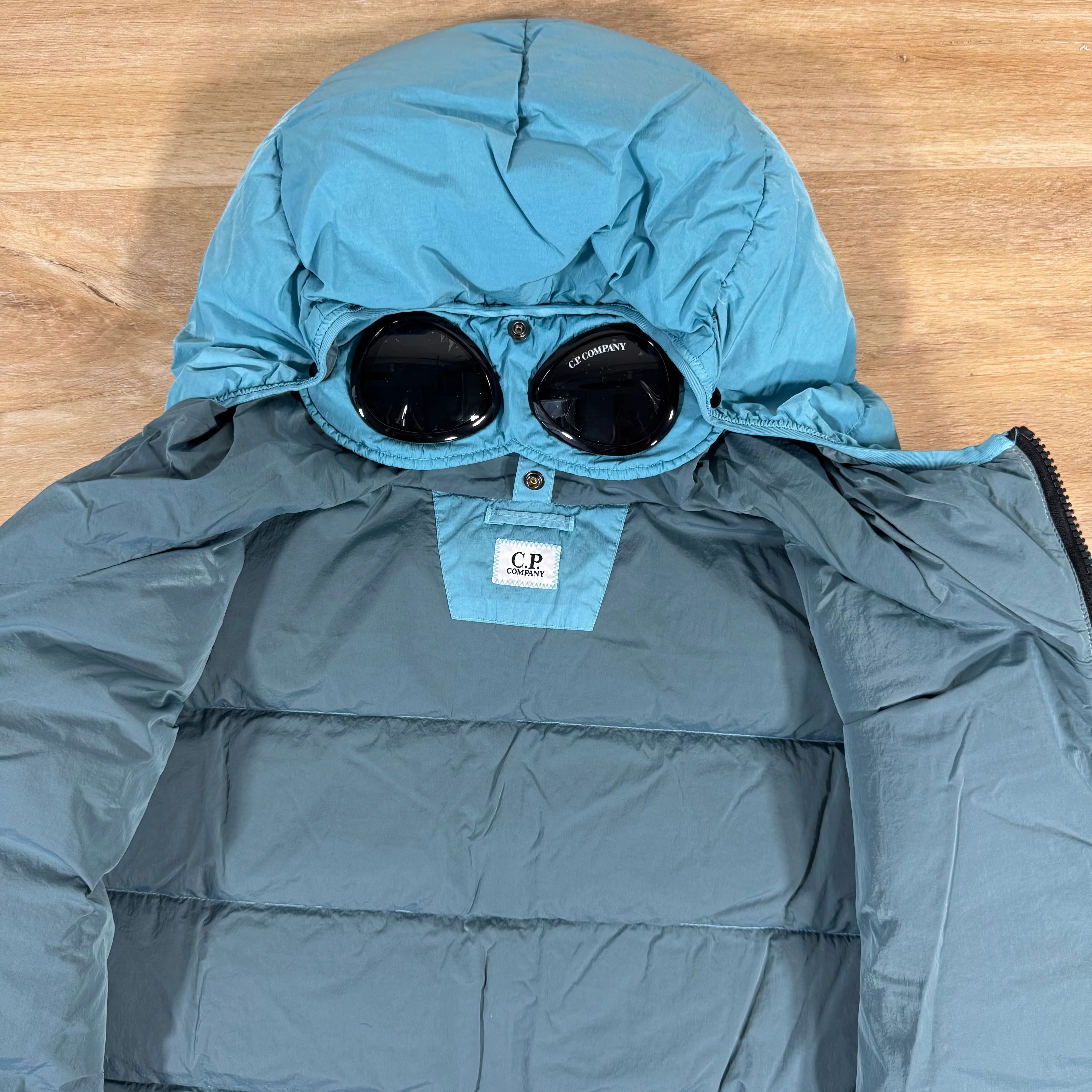 C.P. Company Chrome-R Goggle Down Jacket in Aegean Blue - Image 5