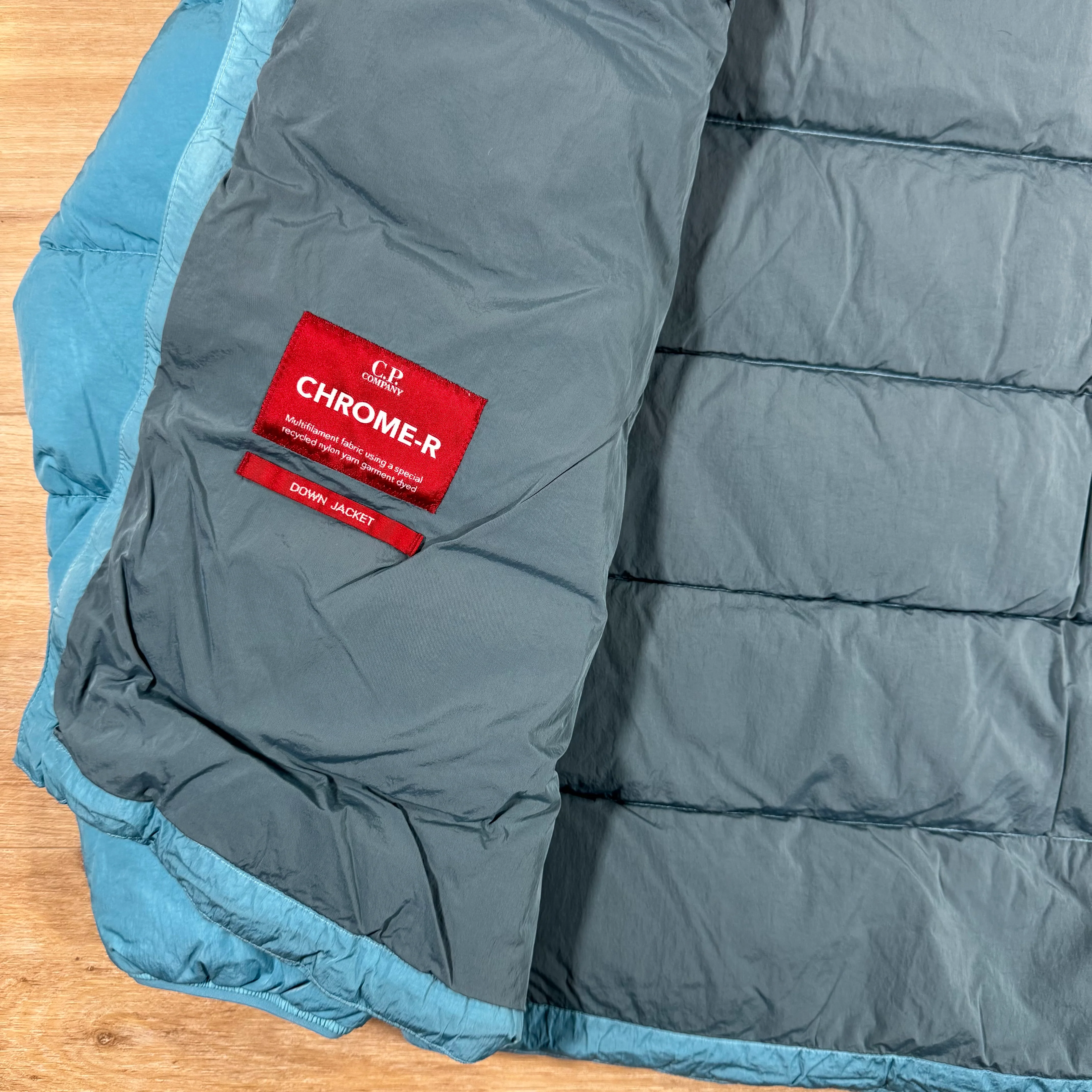 C.P. Company Chrome-R Goggle Down Jacket in Aegean Blue - Image 6