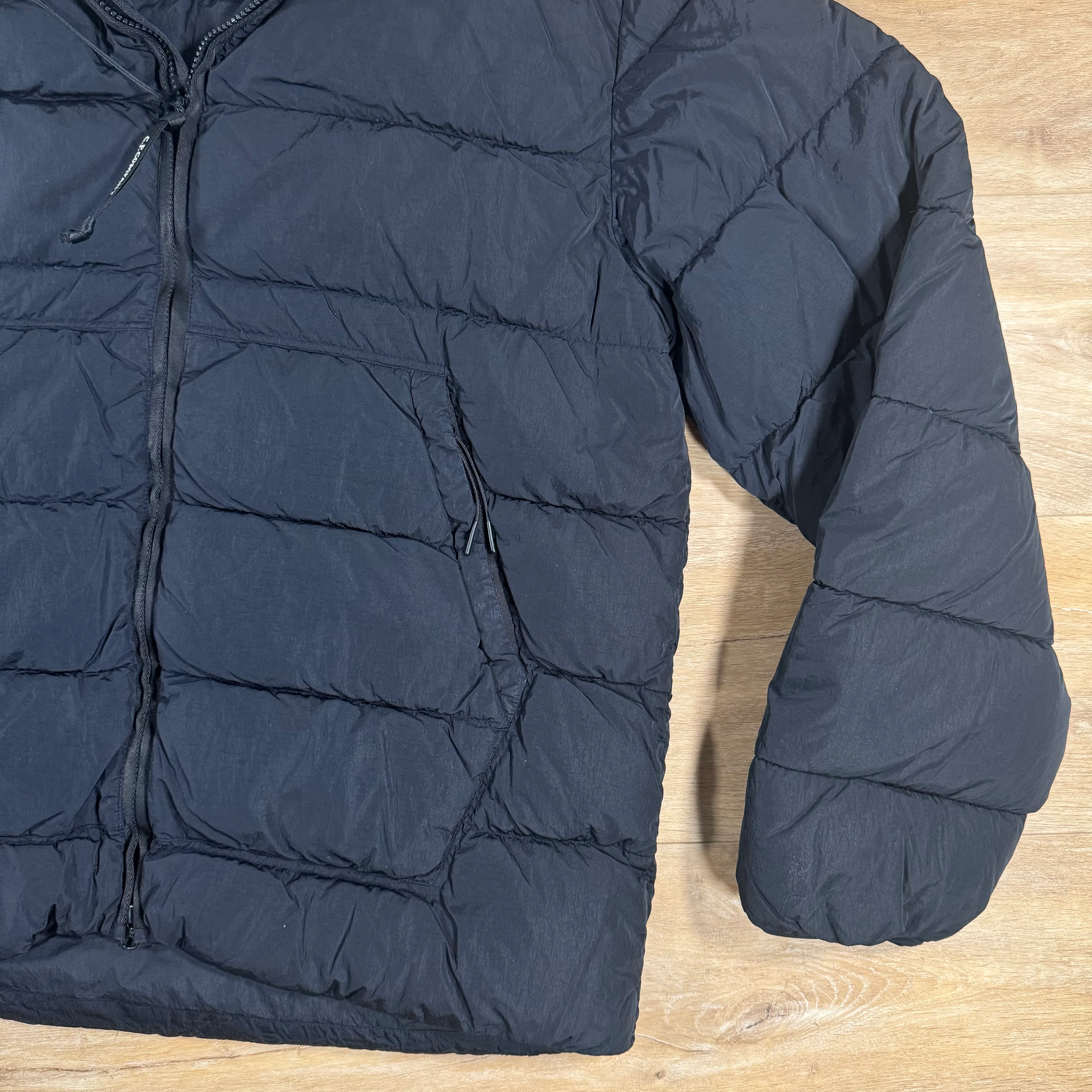 C.P. Company Chrome-R Goggle Down Jacket in Navy - Image 3