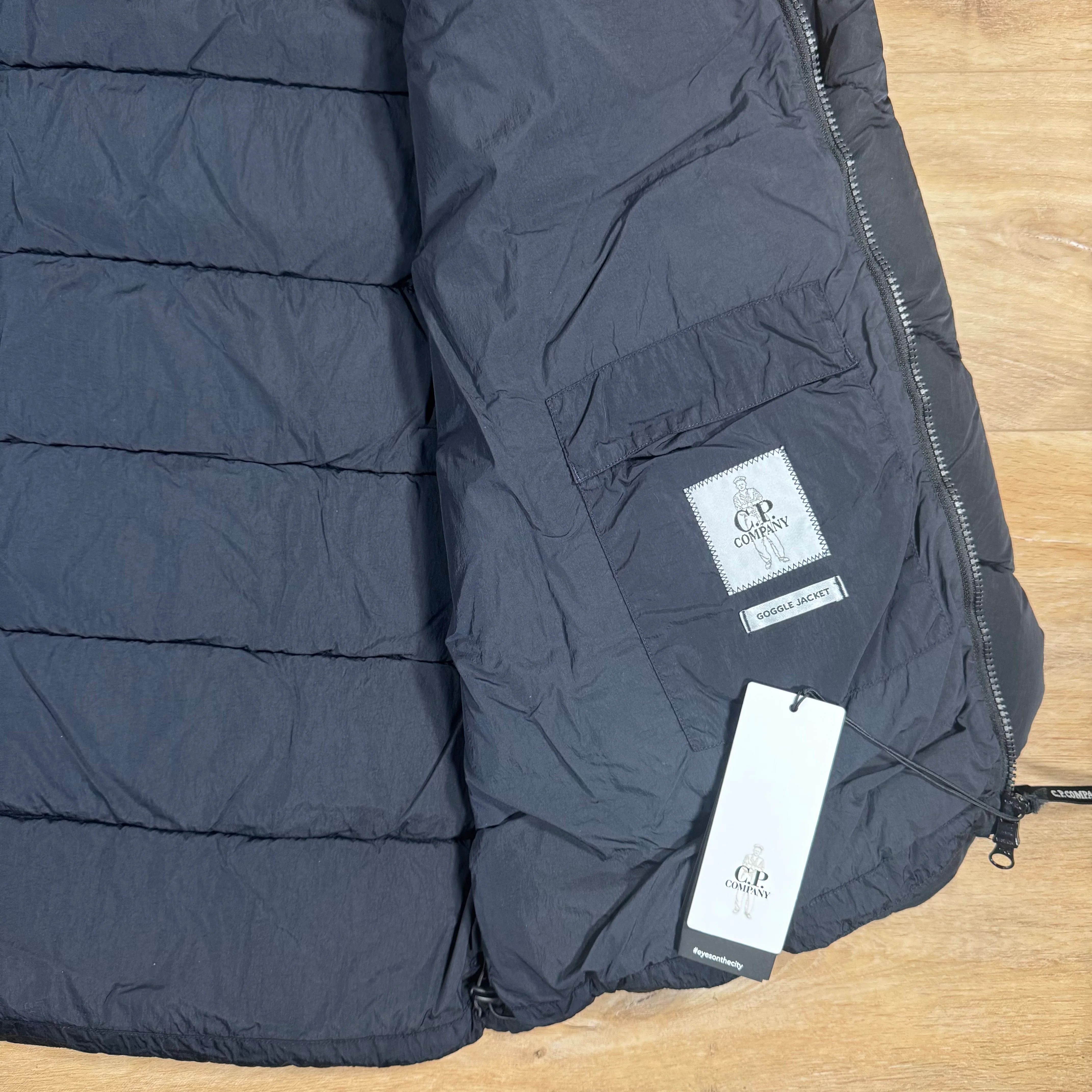 C.P. Company Chrome-R Goggle Down Jacket in Navy - Image 7