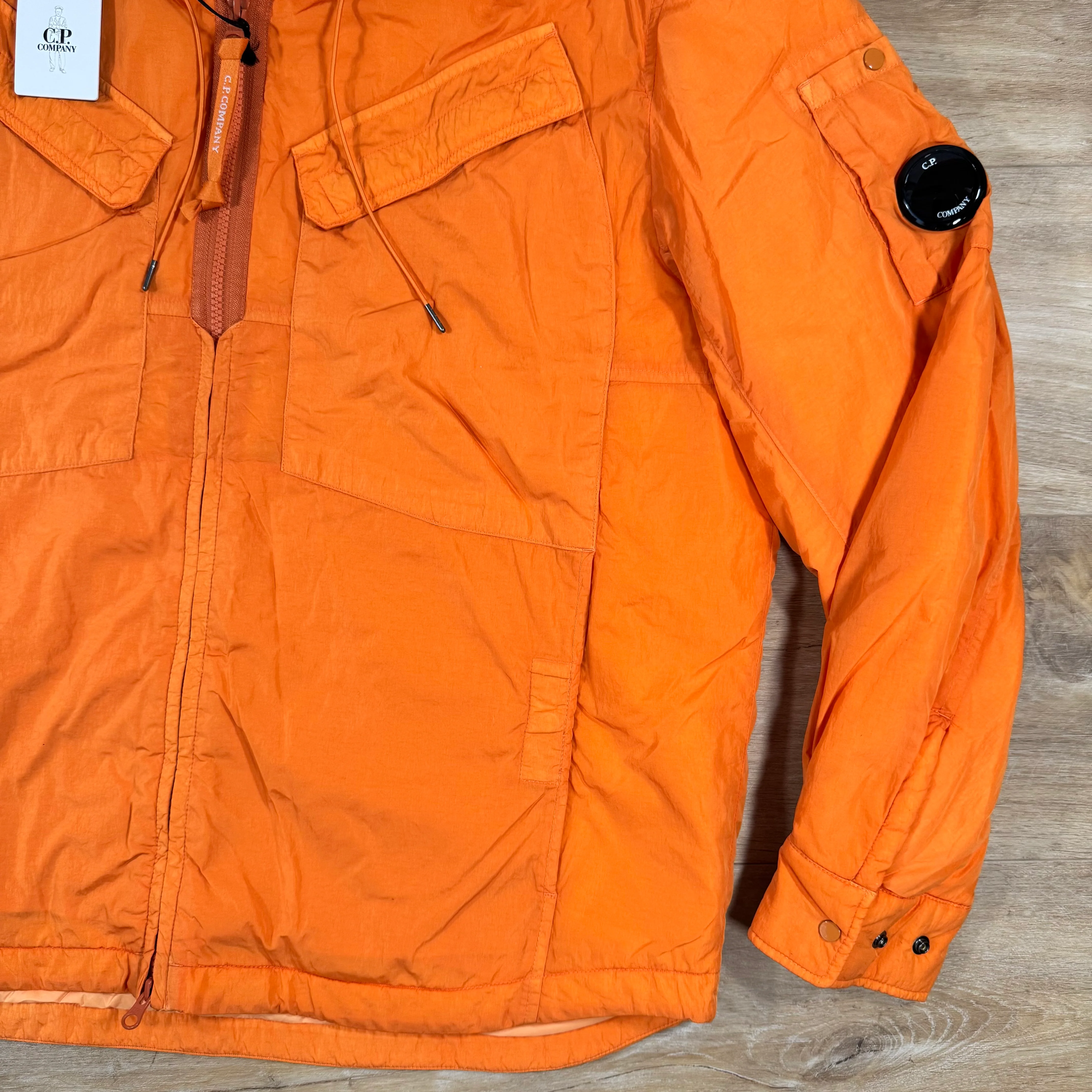 C.P. Company Chrome-R Hooded Zipped Lens Overshirt in Russet Orange - Image 3
