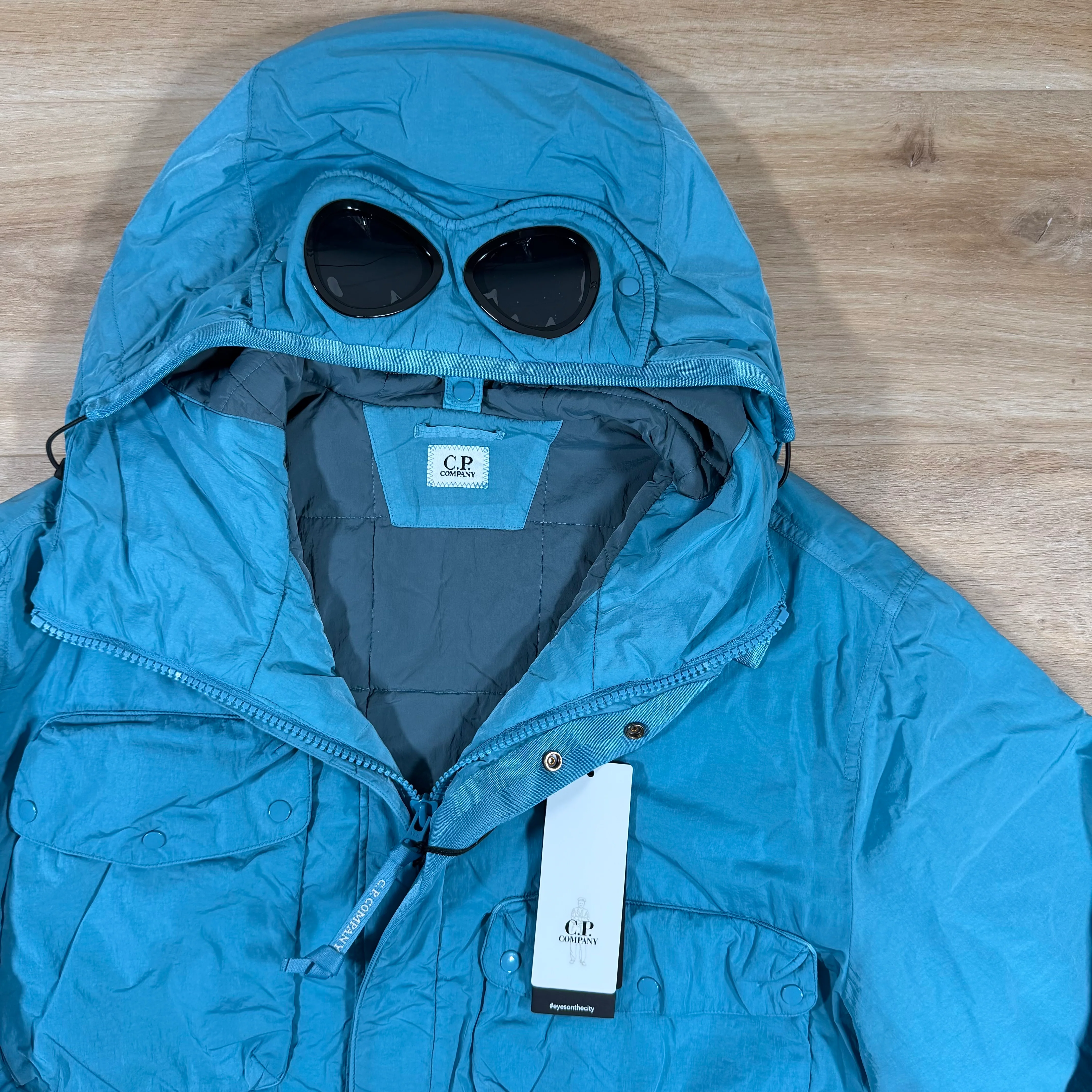 C.P. Company Chrome-R Padded Goggle Jacket in Aegean Blue - Image 2