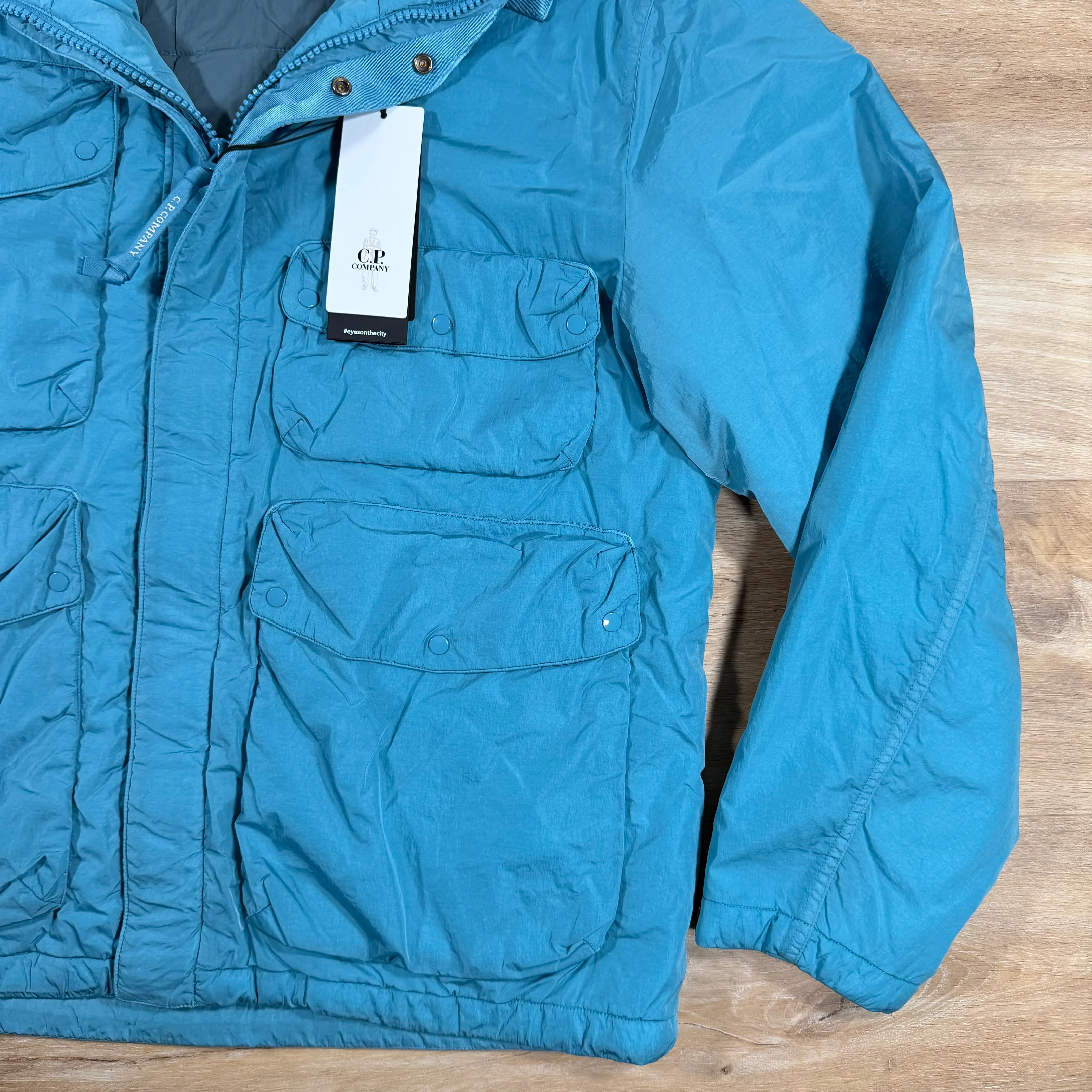 C.P. Company Chrome-R Padded Goggle Jacket in Aegean Blue - Image 3