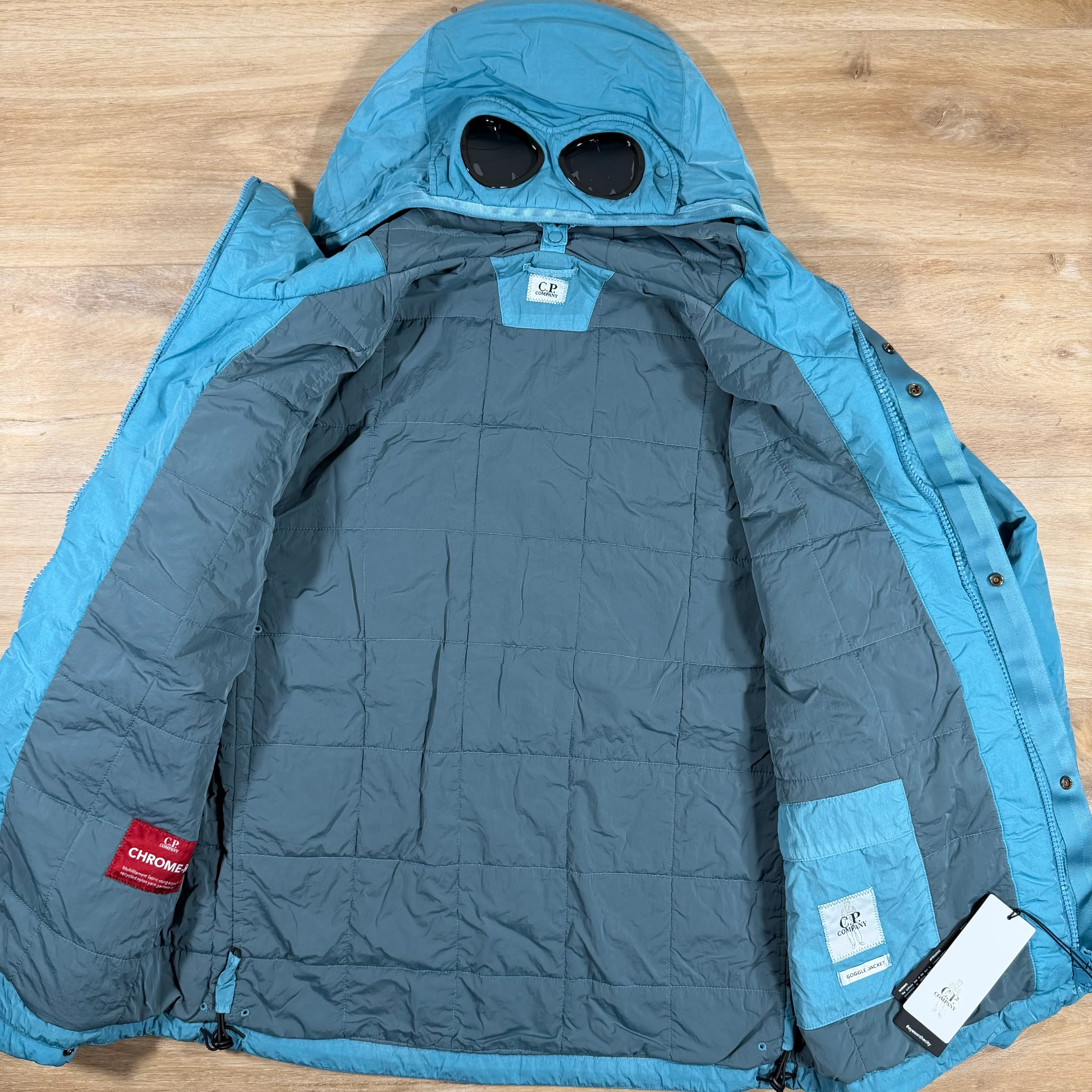 C.P. Company Chrome-R Padded Goggle Jacket in Aegean Blue - Image 4