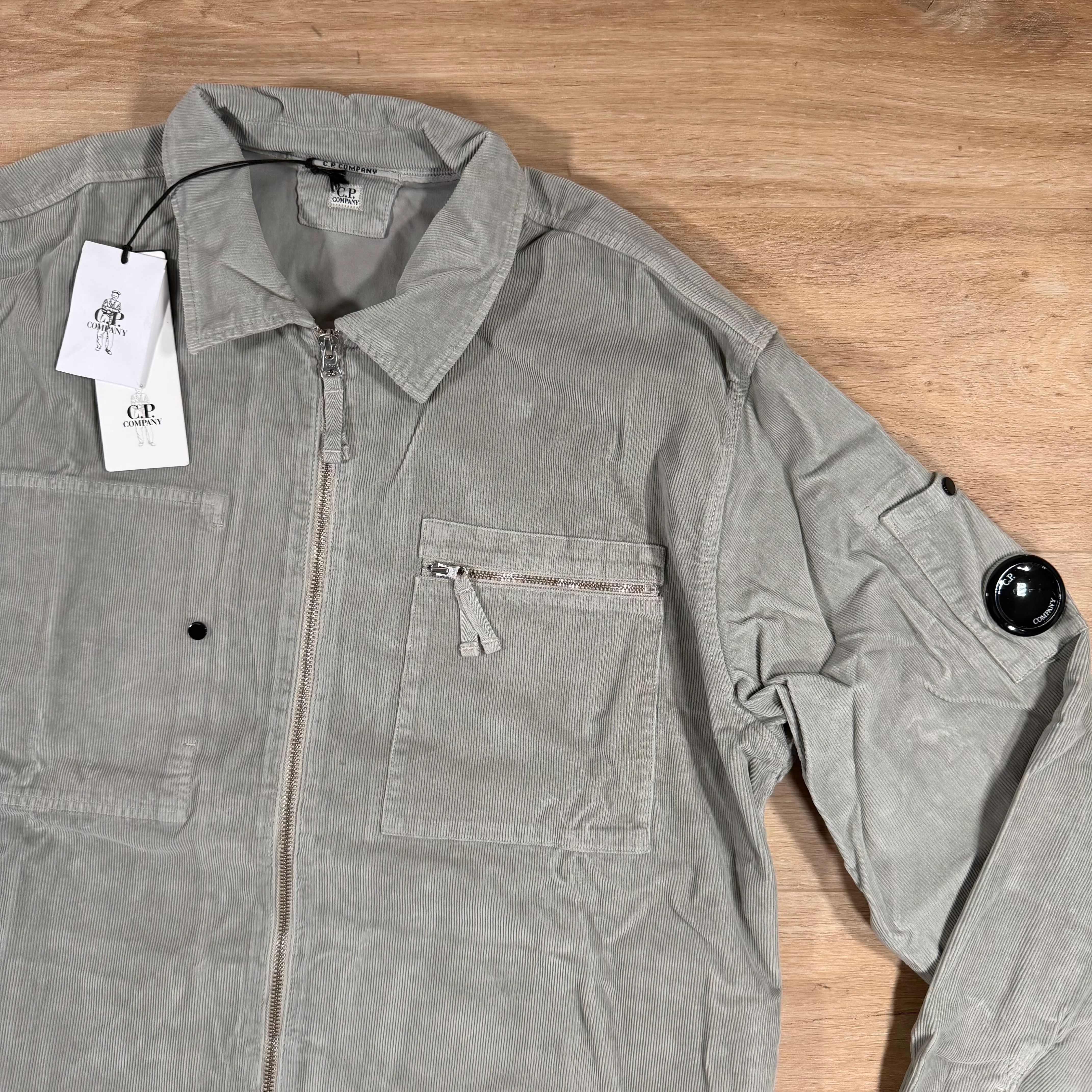 C.P. Company Corduroy Lens Overshirt in London Fog - Image 2