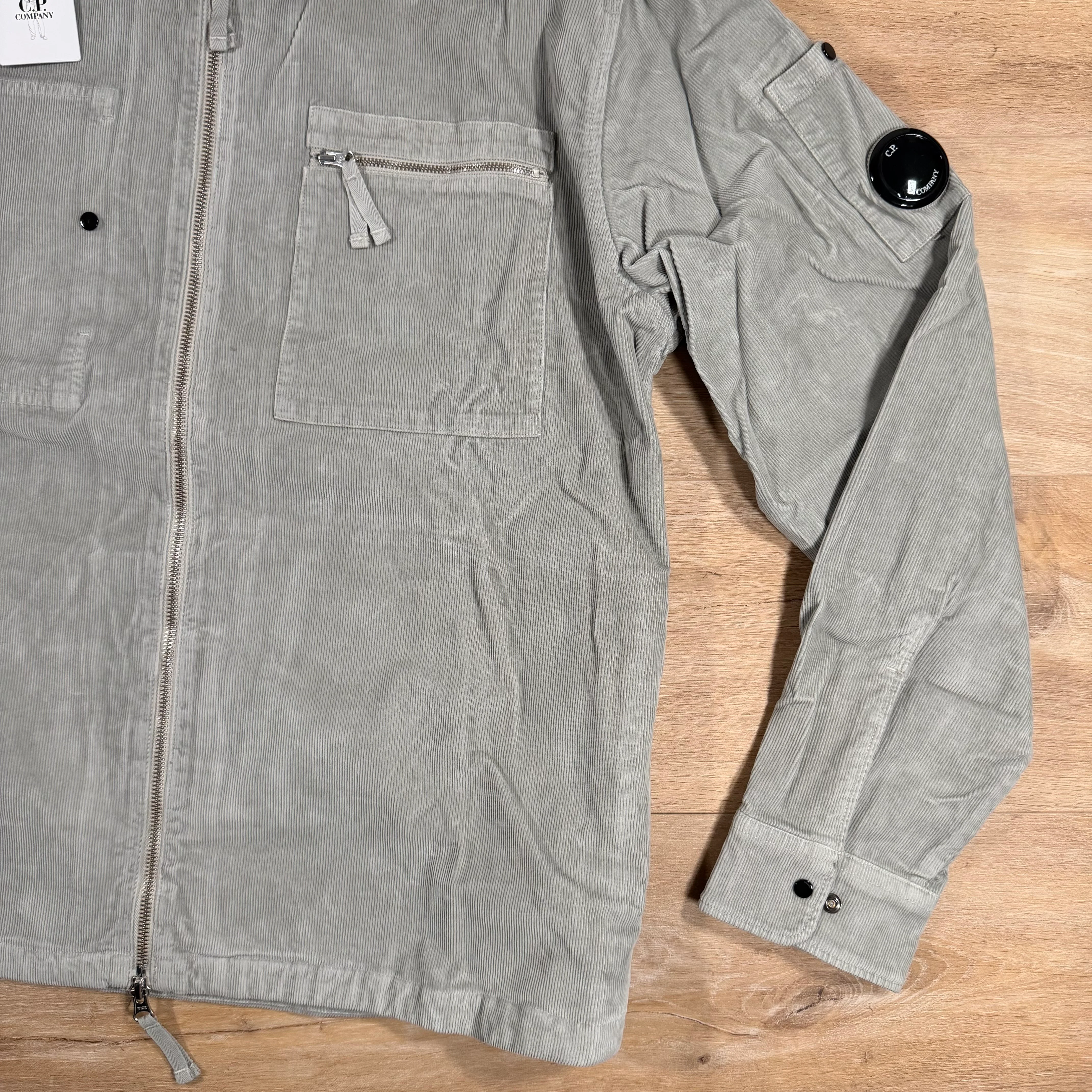 C.P. Company Corduroy Lens Overshirt in London Fog - Image 3