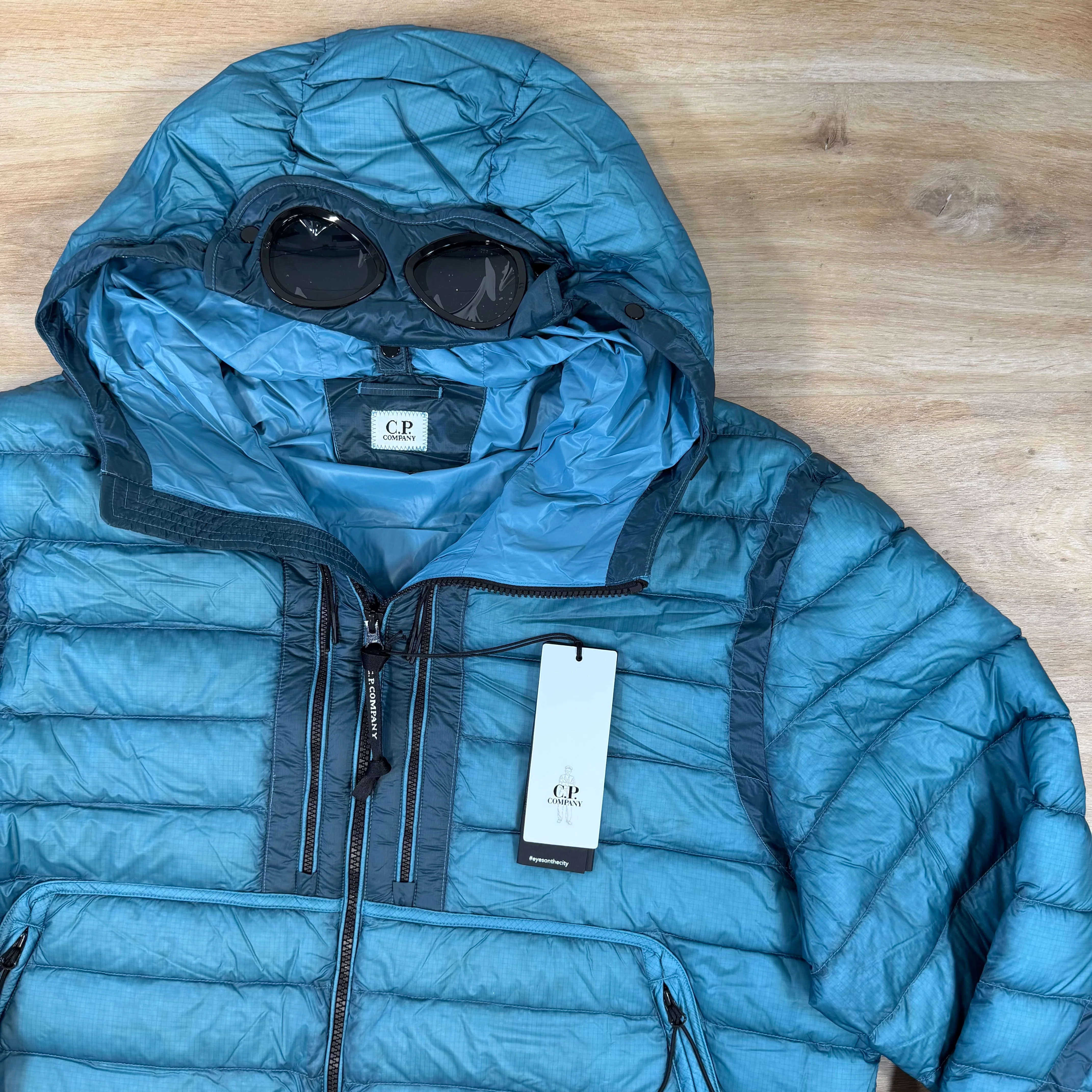 C.P. Company D.D. Shell Goggle Down Jacket in Aegean Blue - Image 2