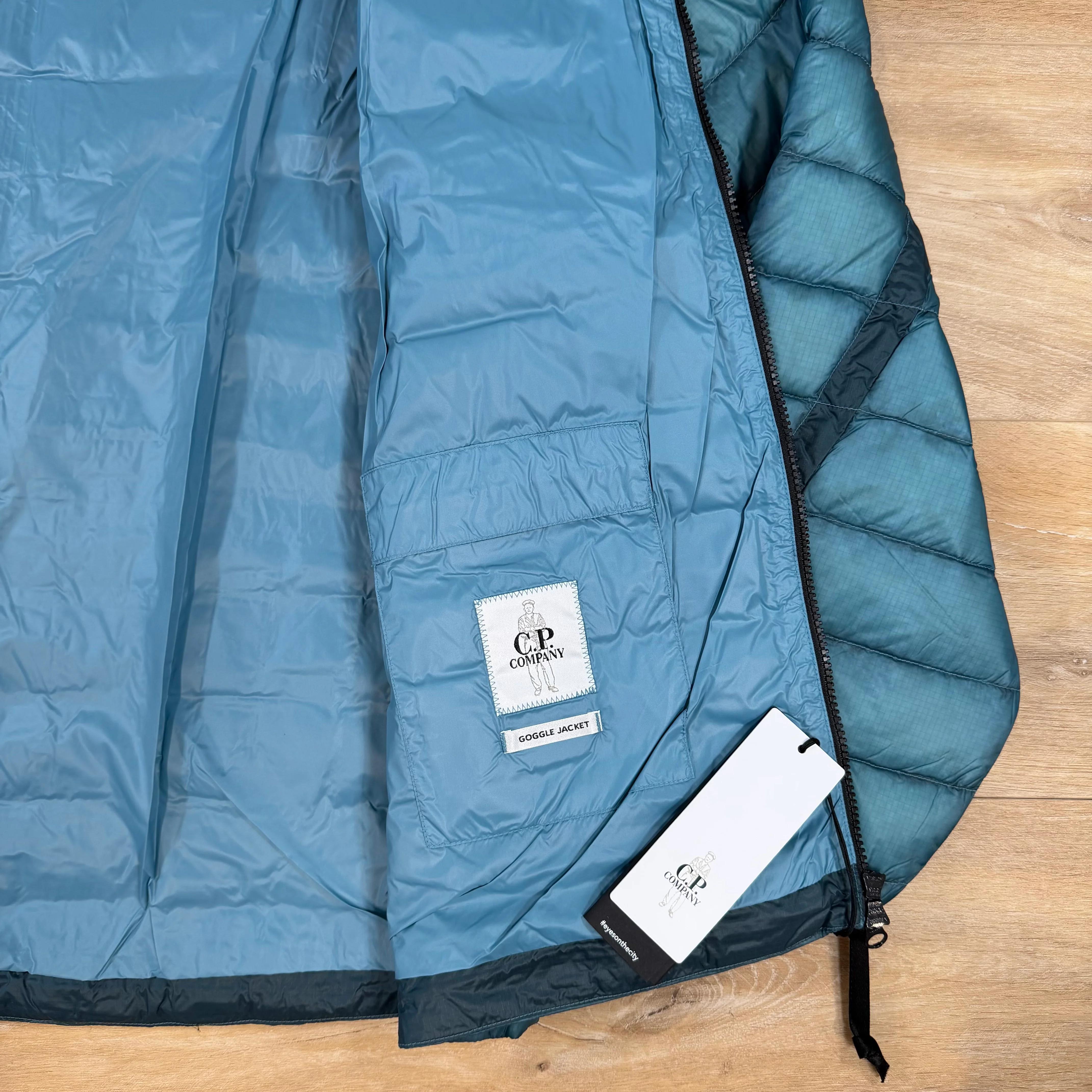 C.P. Company D.D. Shell Goggle Down Jacket in Aegean Blue - Image 7
