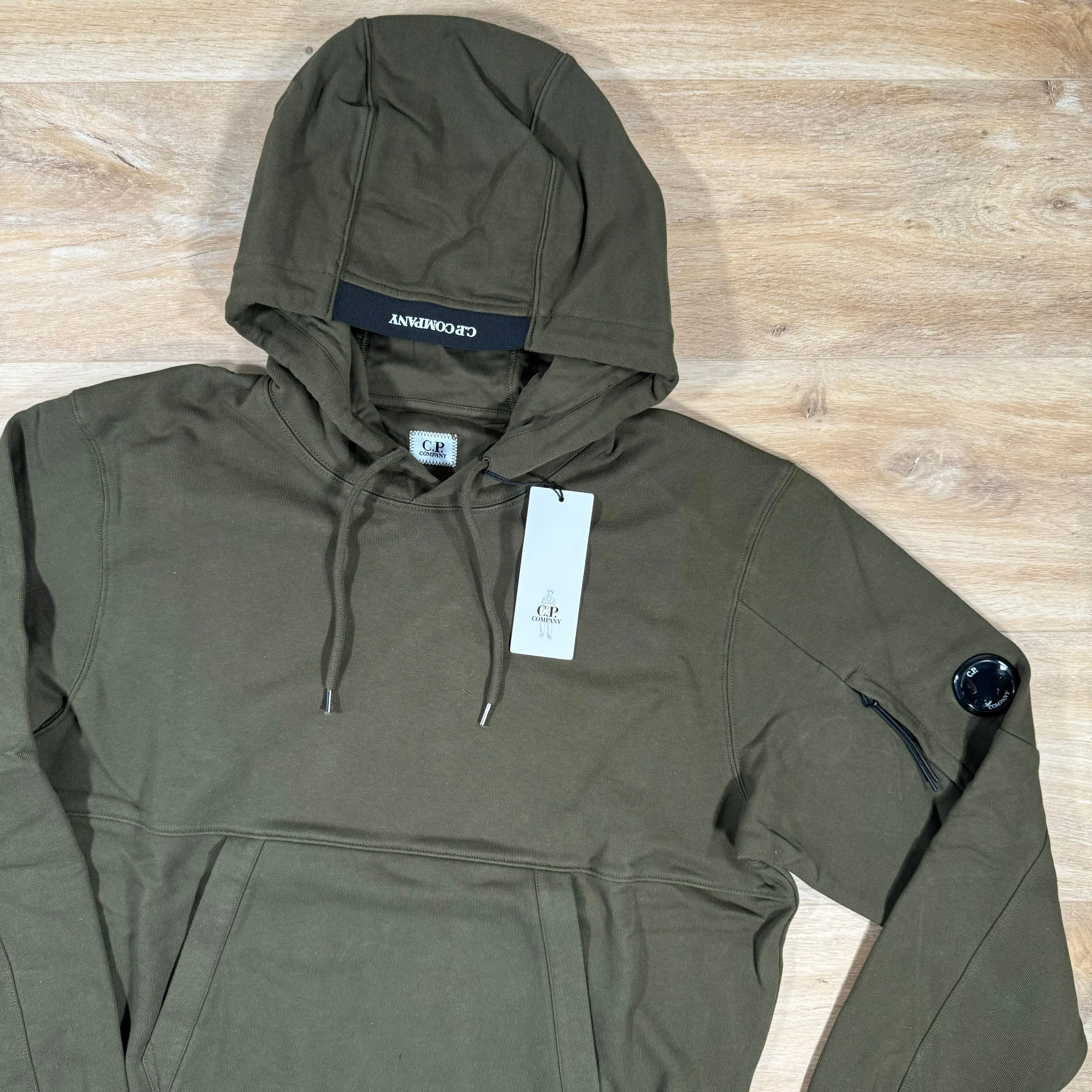 C.P. Company Diagonal Raised Fleece Lens Hoodie in Ivy Green - Image 2