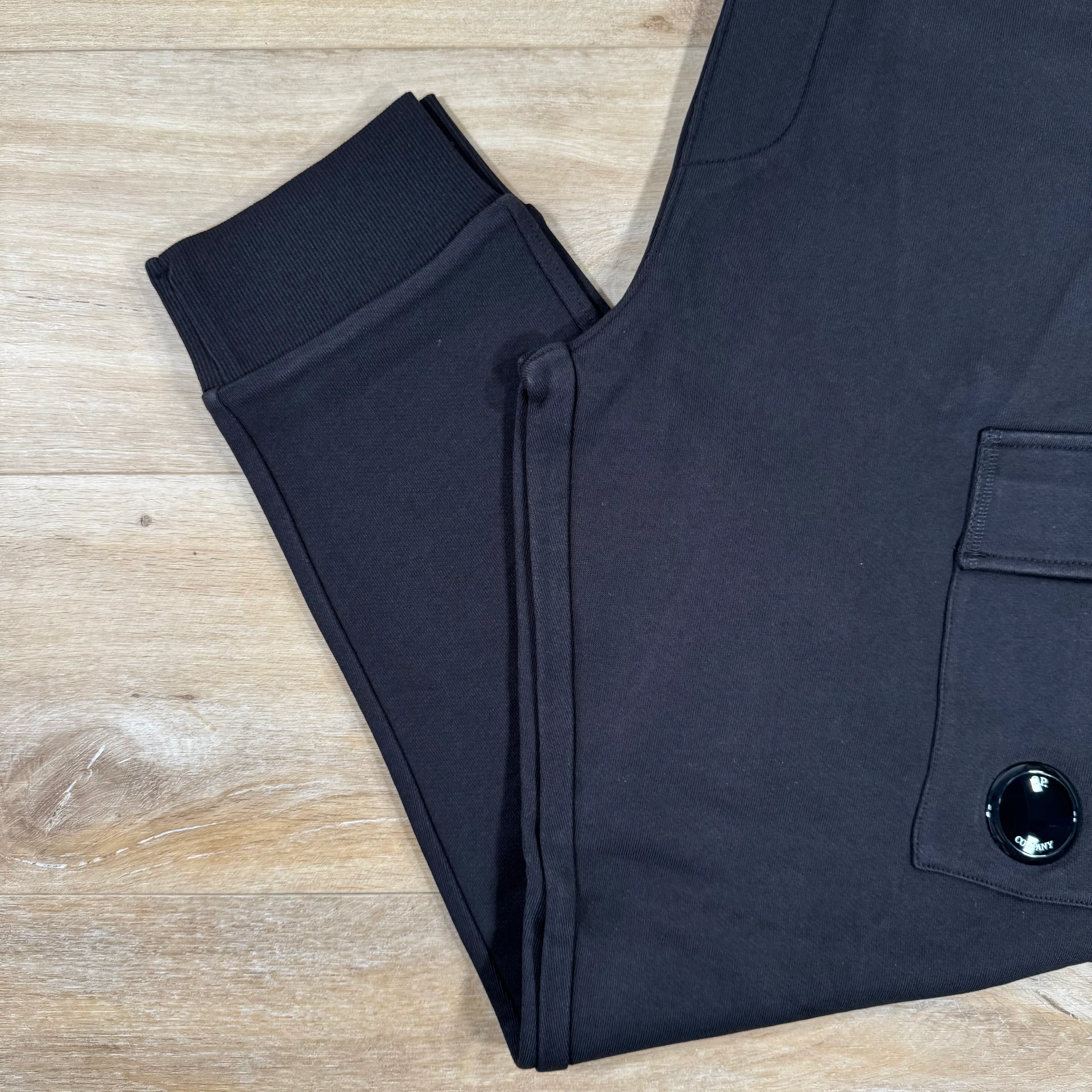 C.P. Company Diagonal Raised Fleece Lens Sweatpants in Black - Image 4