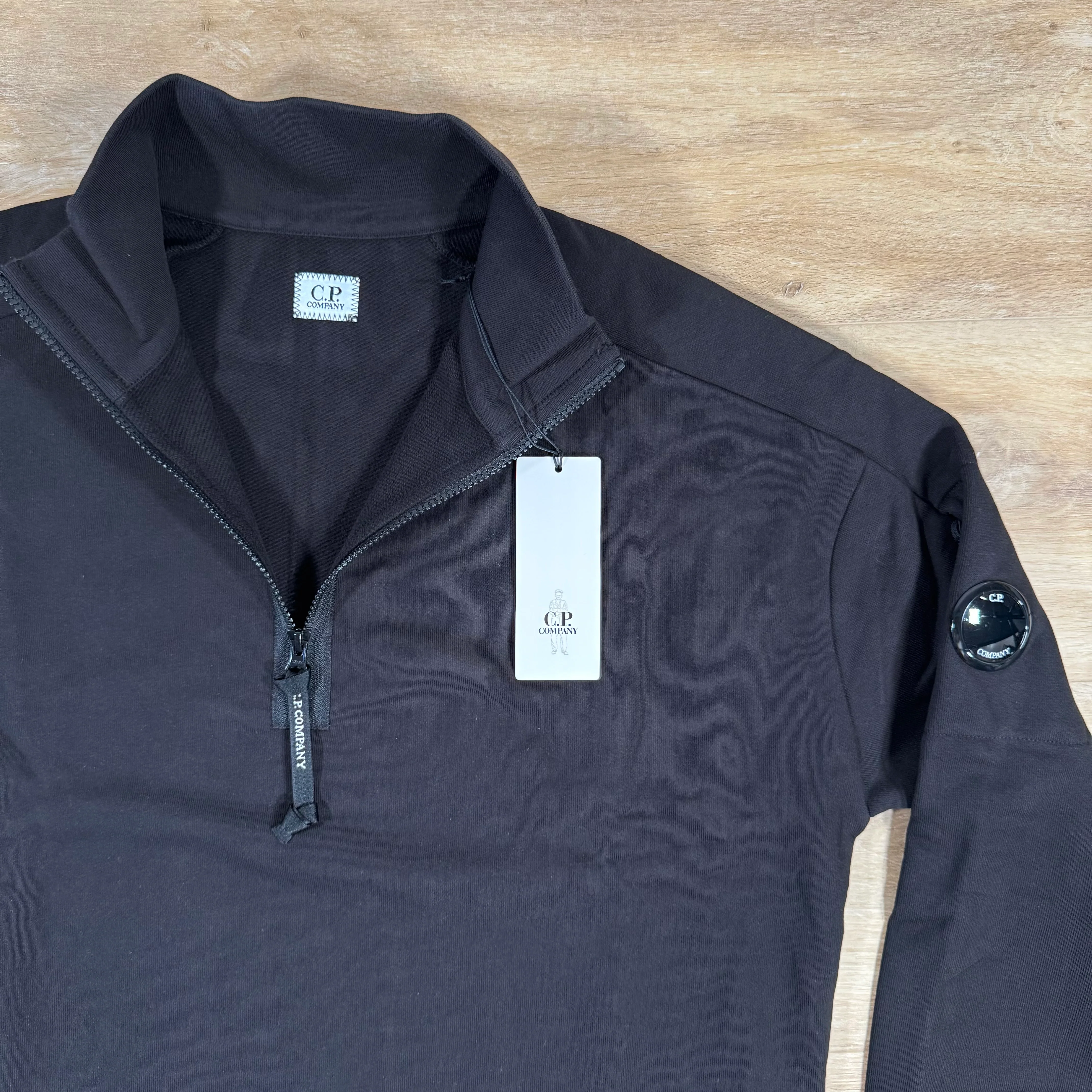 C.P. Company Diagonal Raised Half-Zip Lens Sweatshirt in Black - Image 2