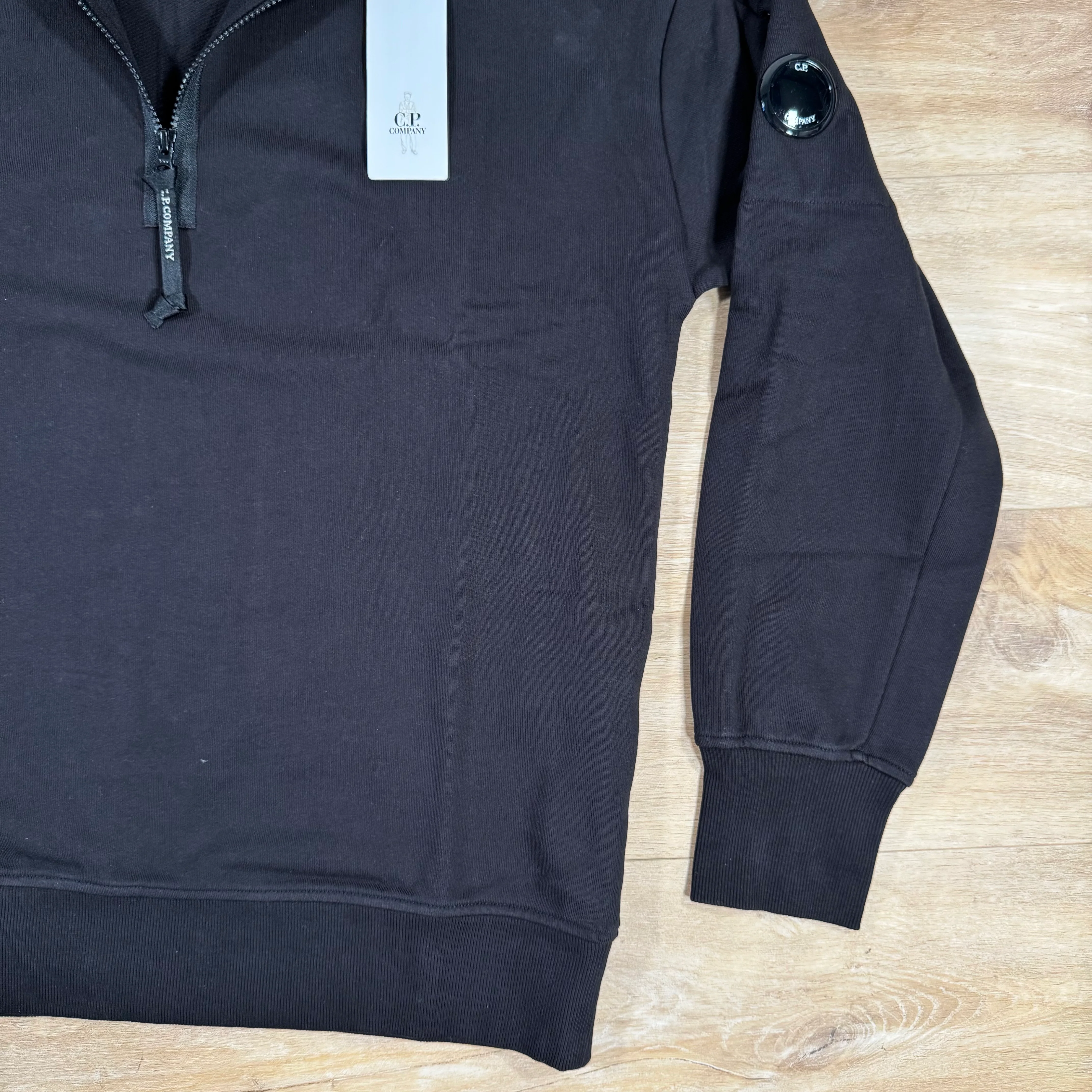 C.P. Company Diagonal Raised Half-Zip Lens Sweatshirt in Black - Image 3