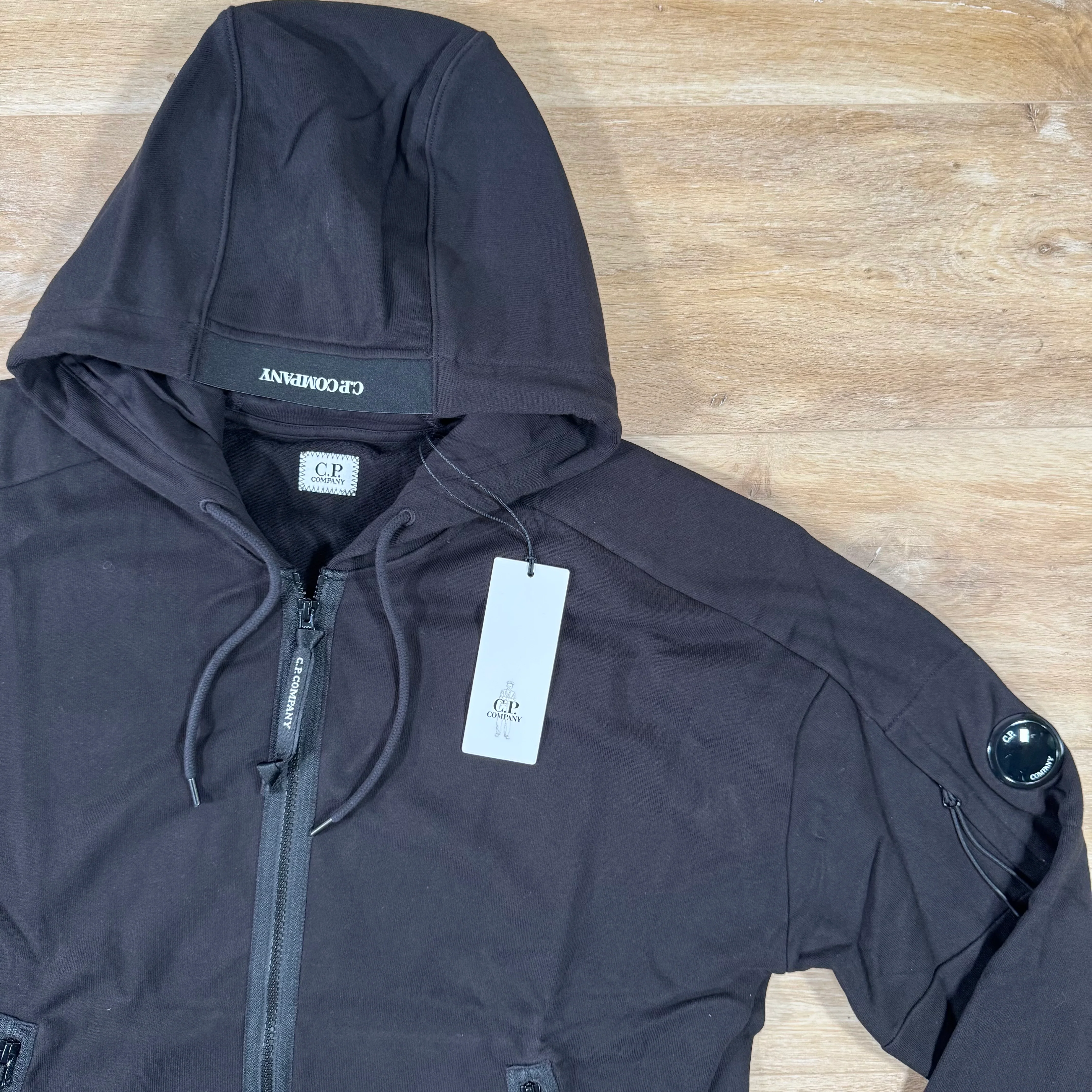 C.P. Company Diagonal Raised Zipped Lens Hoodie in Black - Image 2