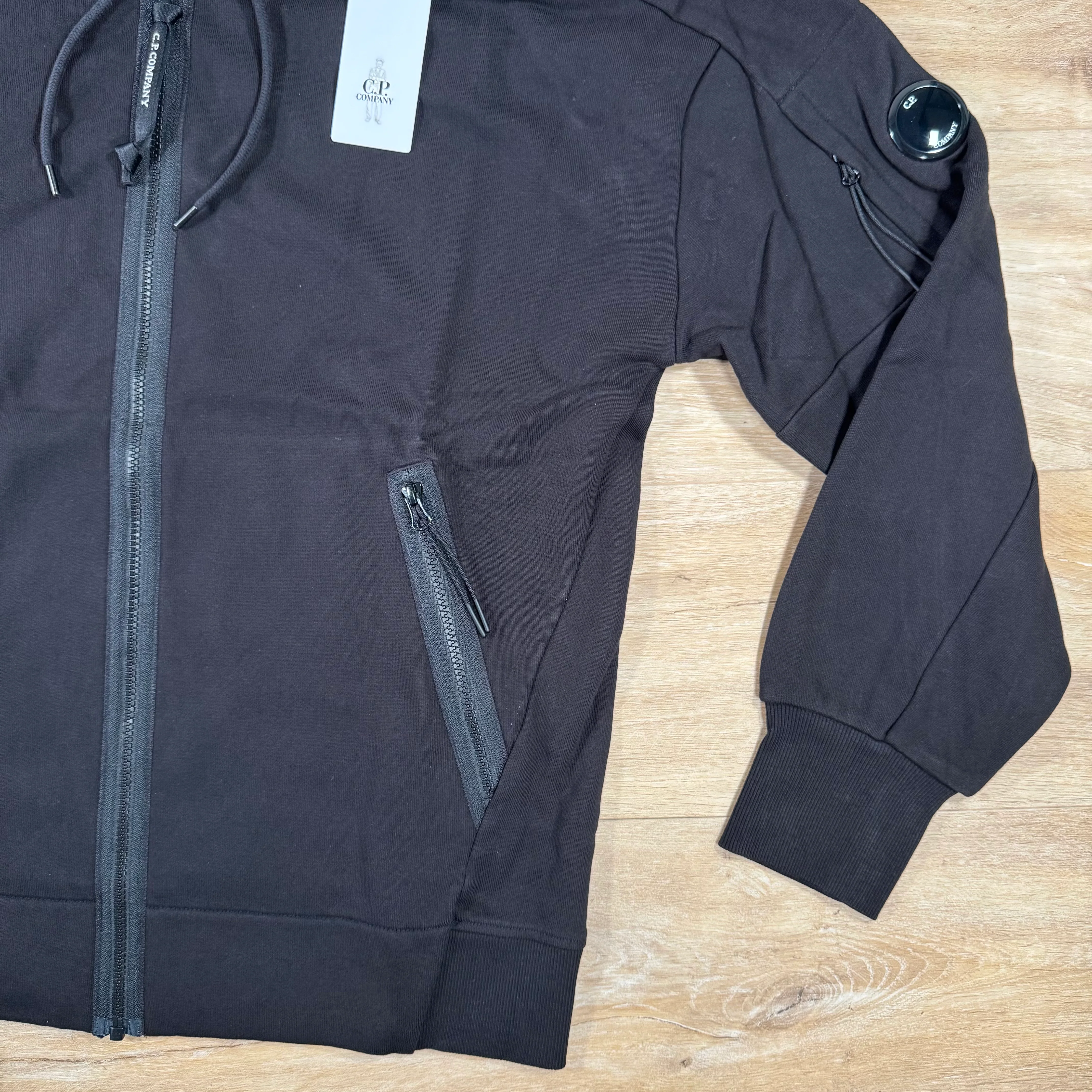 C.P. Company Diagonal Raised Zipped Lens Hoodie in Black - Image 3