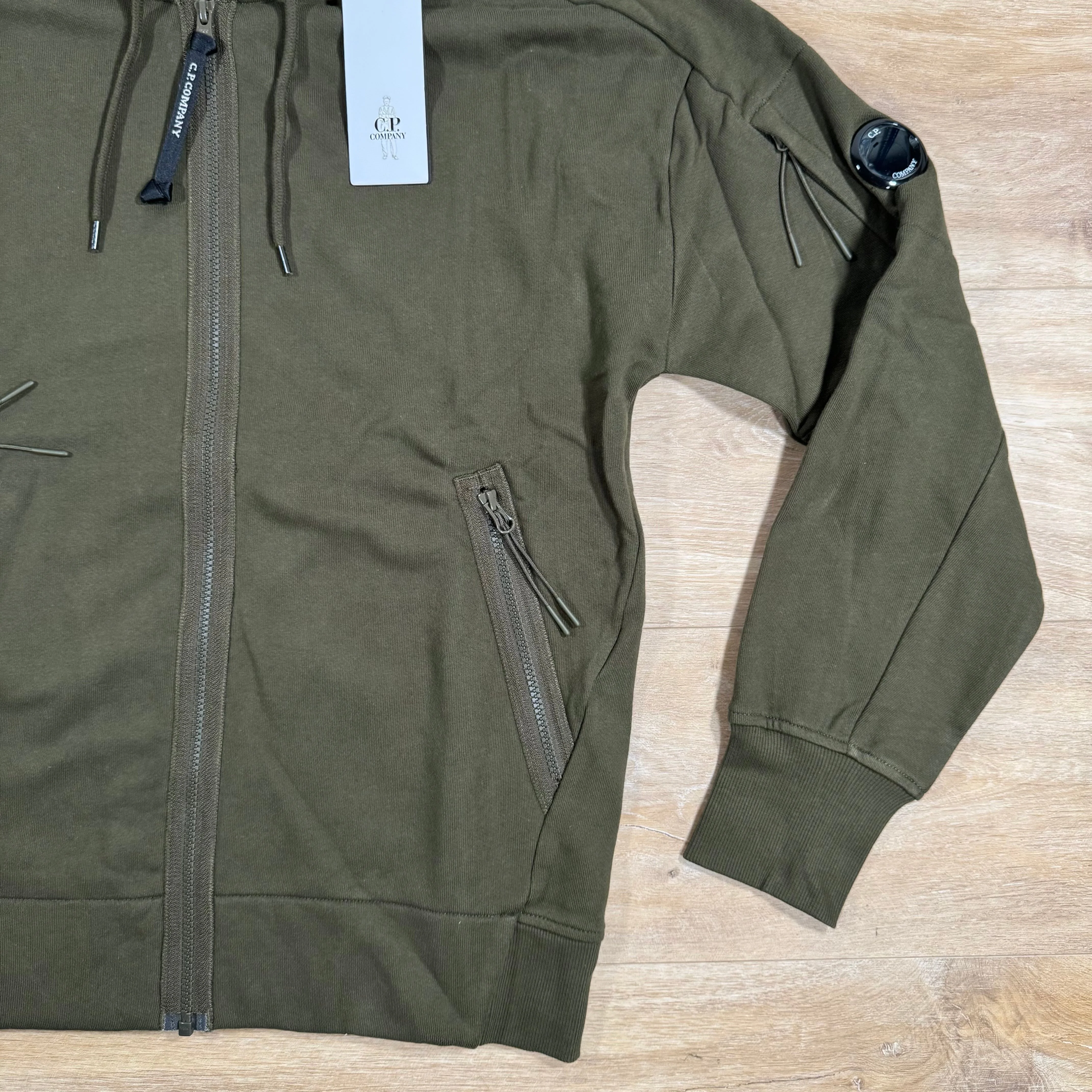 C.P. Company Diagonal Raised Zipped Lens Hoodie in Ivy Green - Image 3