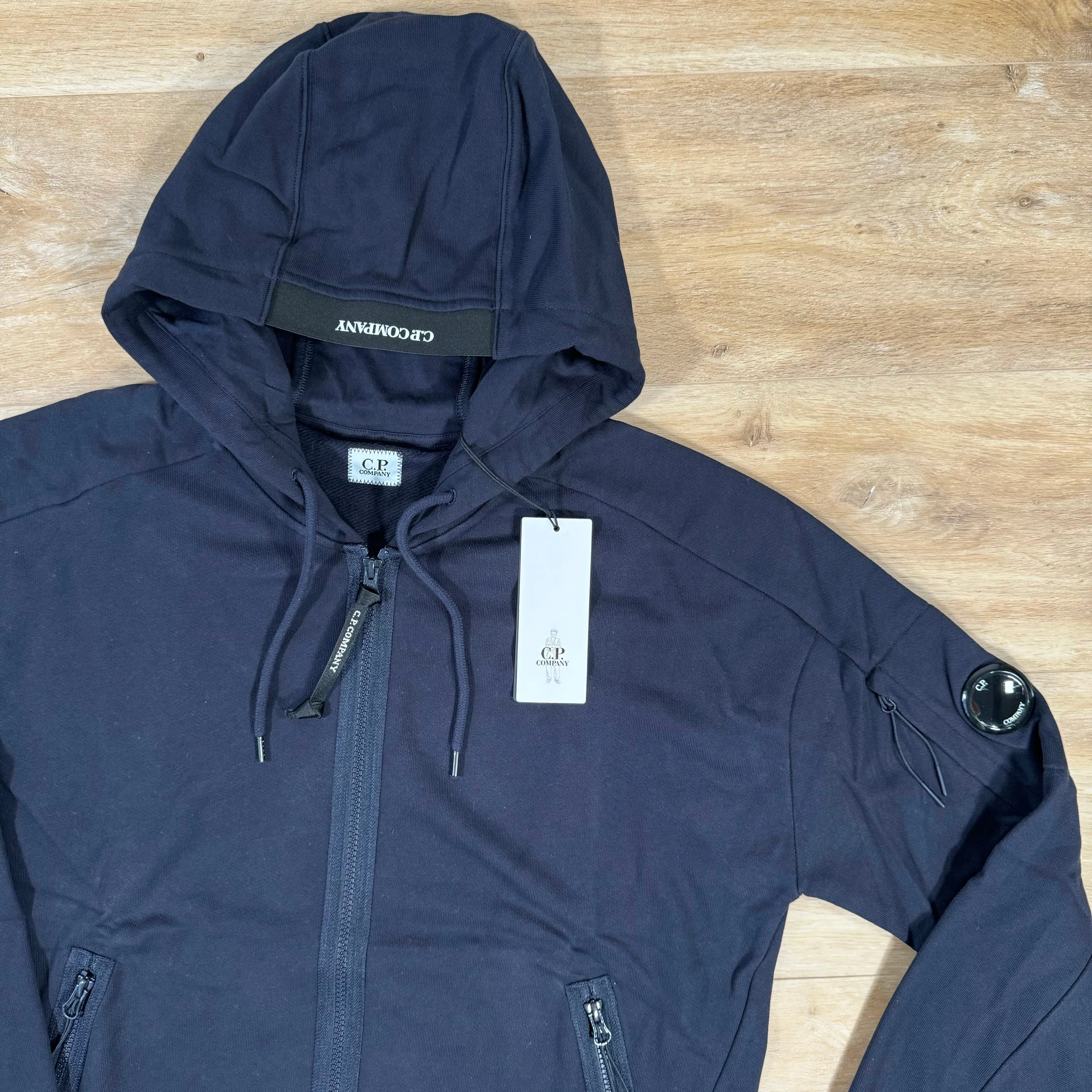 C.P. Company Diagonal Raised Zipped Lens Hoodie in Navy - Image 2