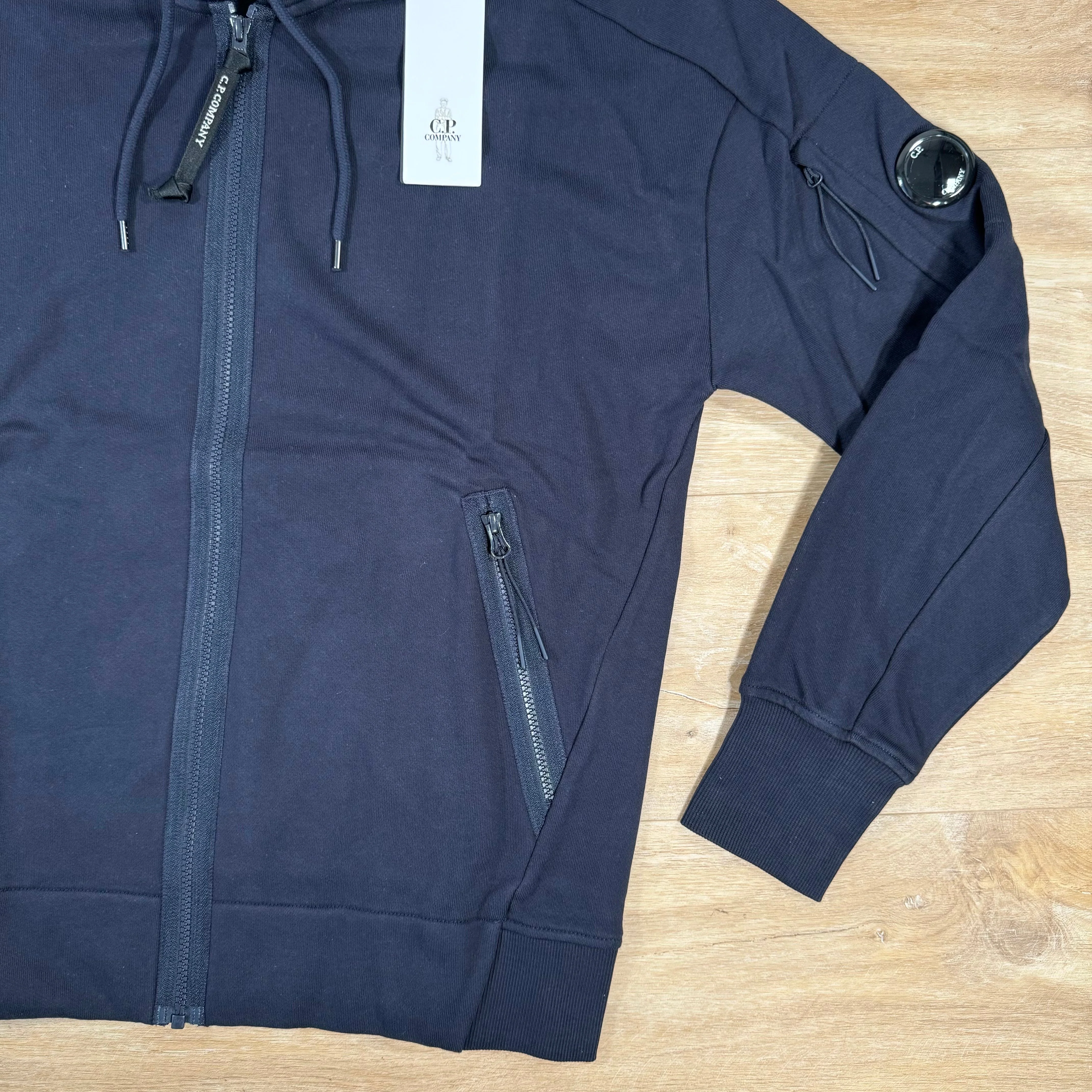 C.P. Company Diagonal Raised Zipped Lens Hoodie in Navy - Image 3