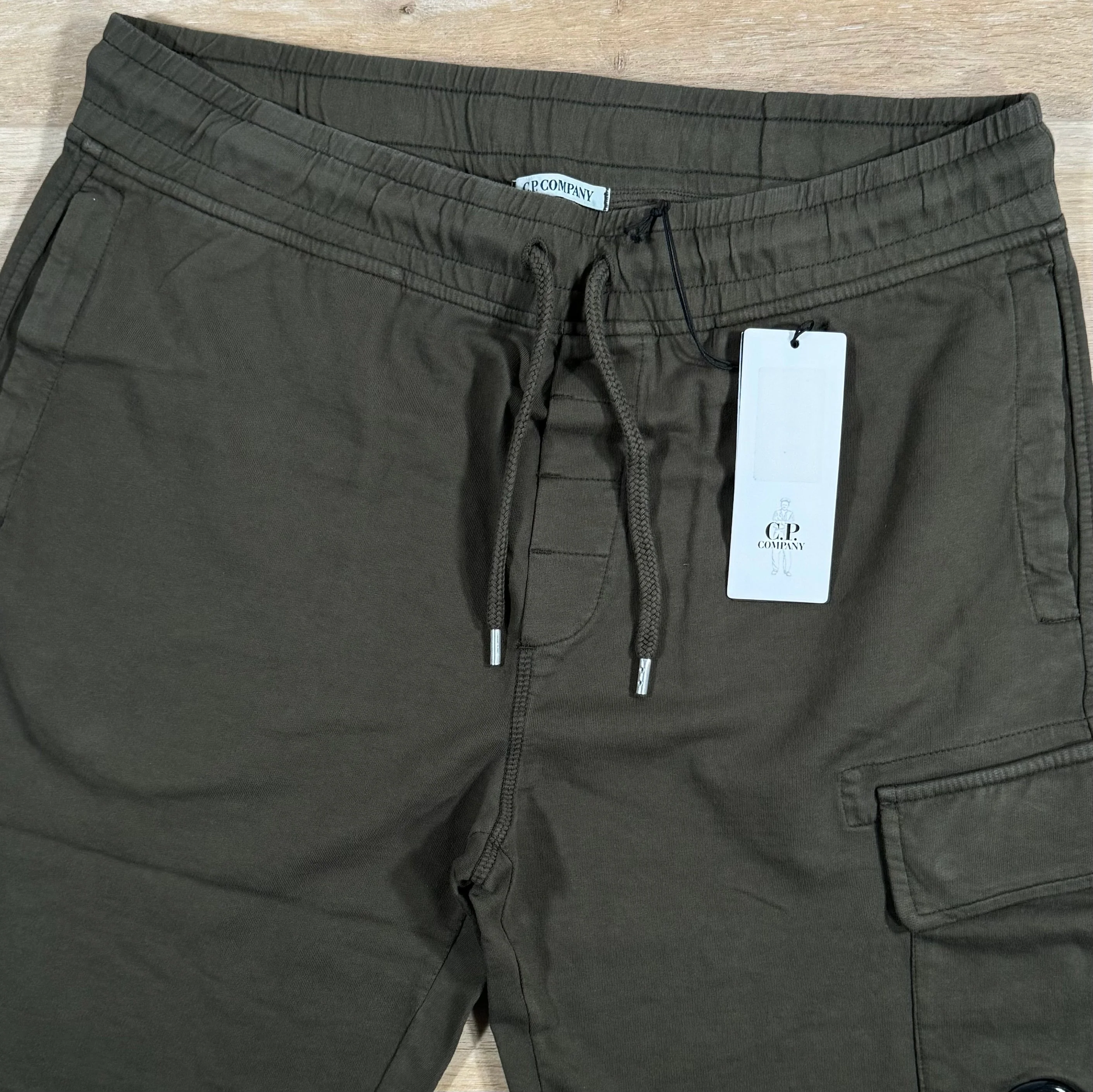 C.P. Company Light Fleece Cargo Lens Shorts in Ivy Green - Image 2