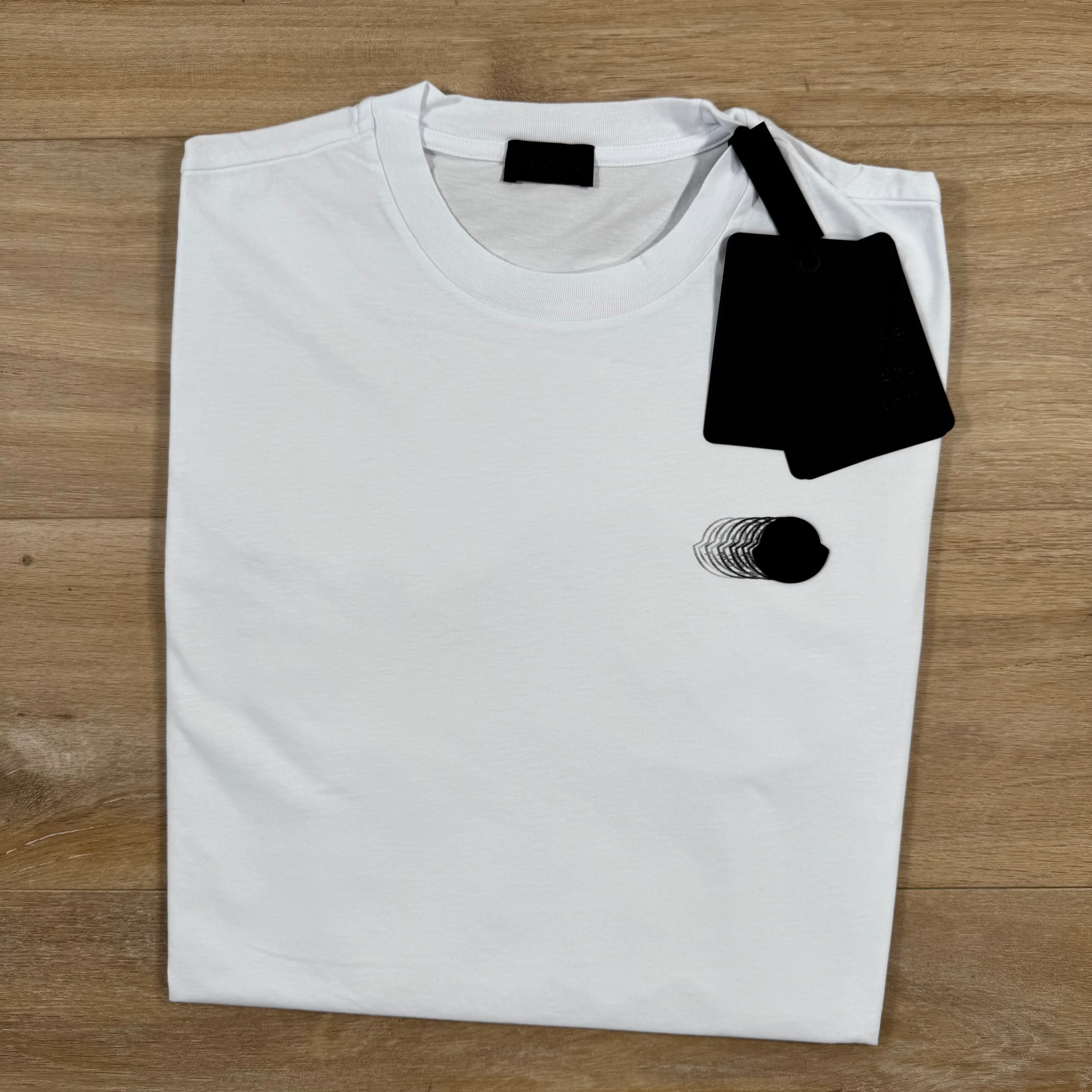 Moncler Faded Logo Motif Cotton T-Shirt in White - Image 3
