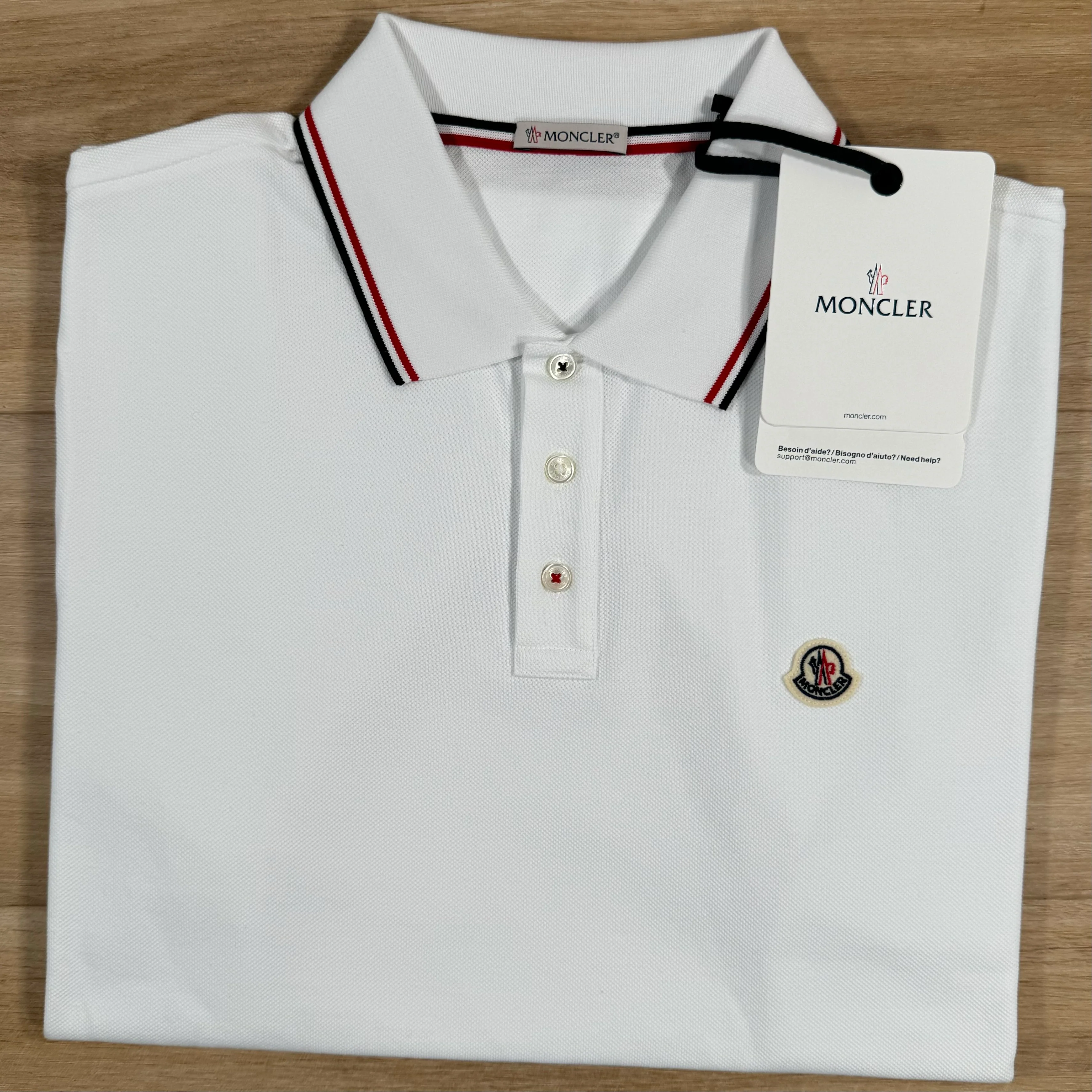 Moncler Logo Patch Polo Shirt in White - Image 3