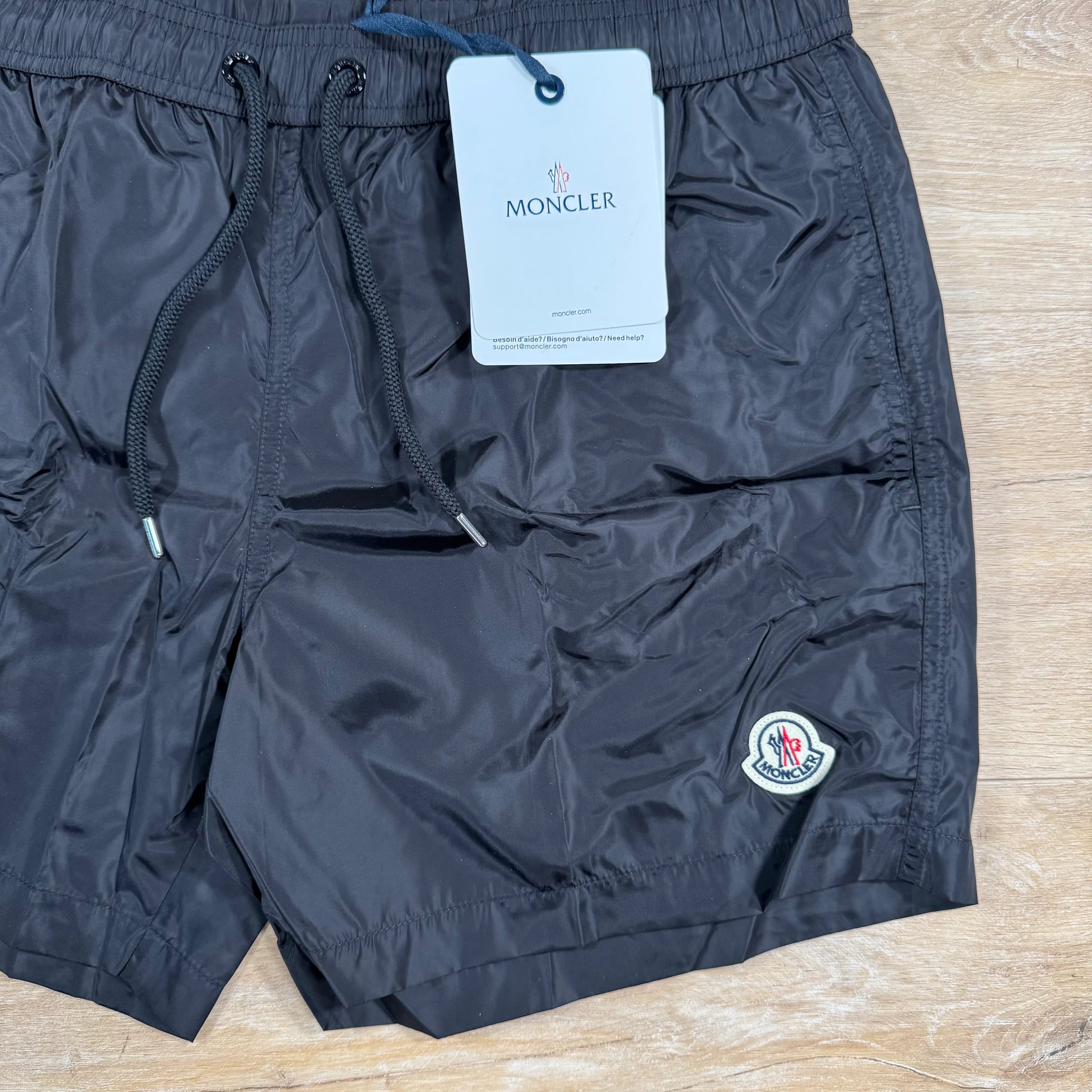 Moncler Logo Patch Swim Shorts in Black - Image 3