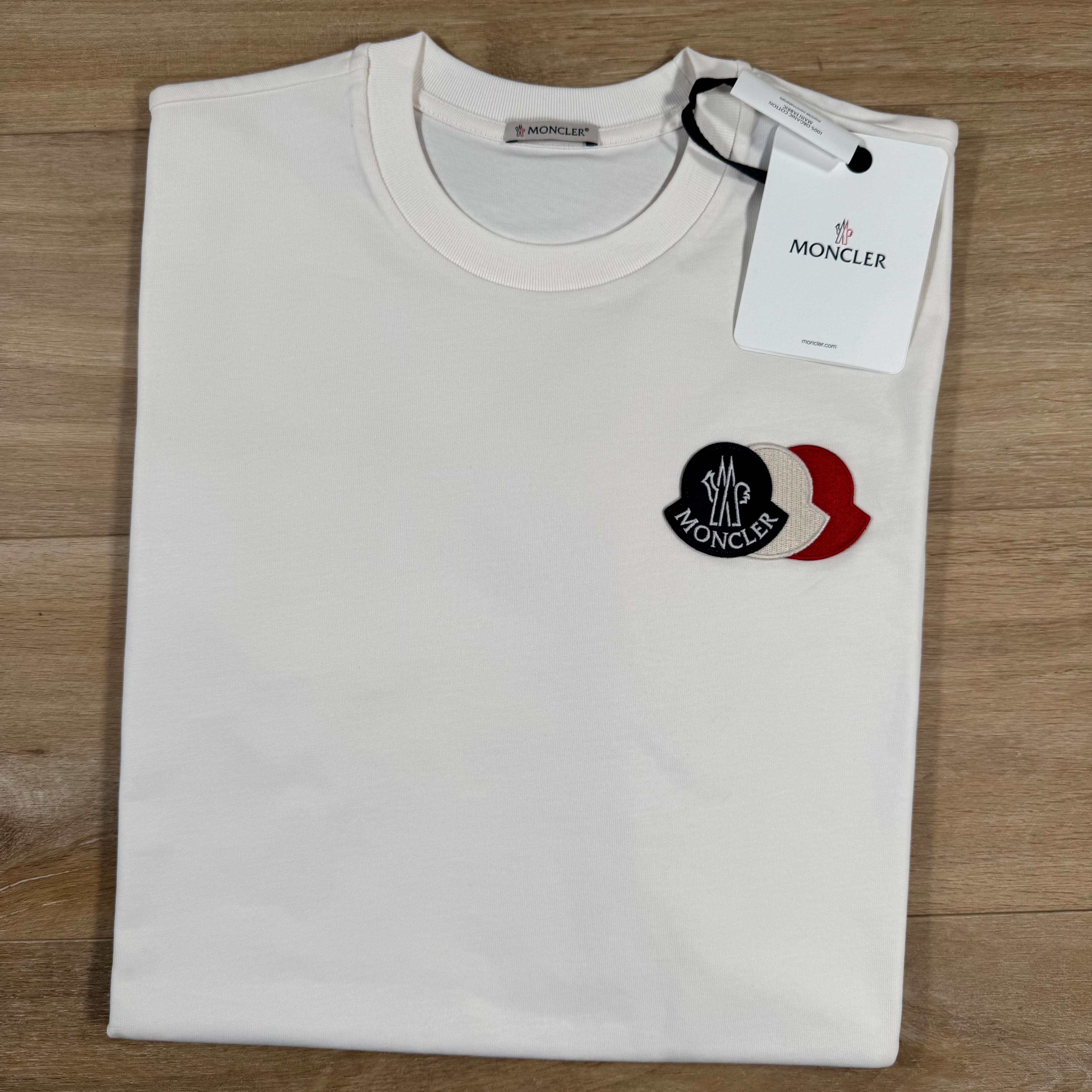 Moncler Triple Logo T-Shirt T-Shirt in White - Image 3