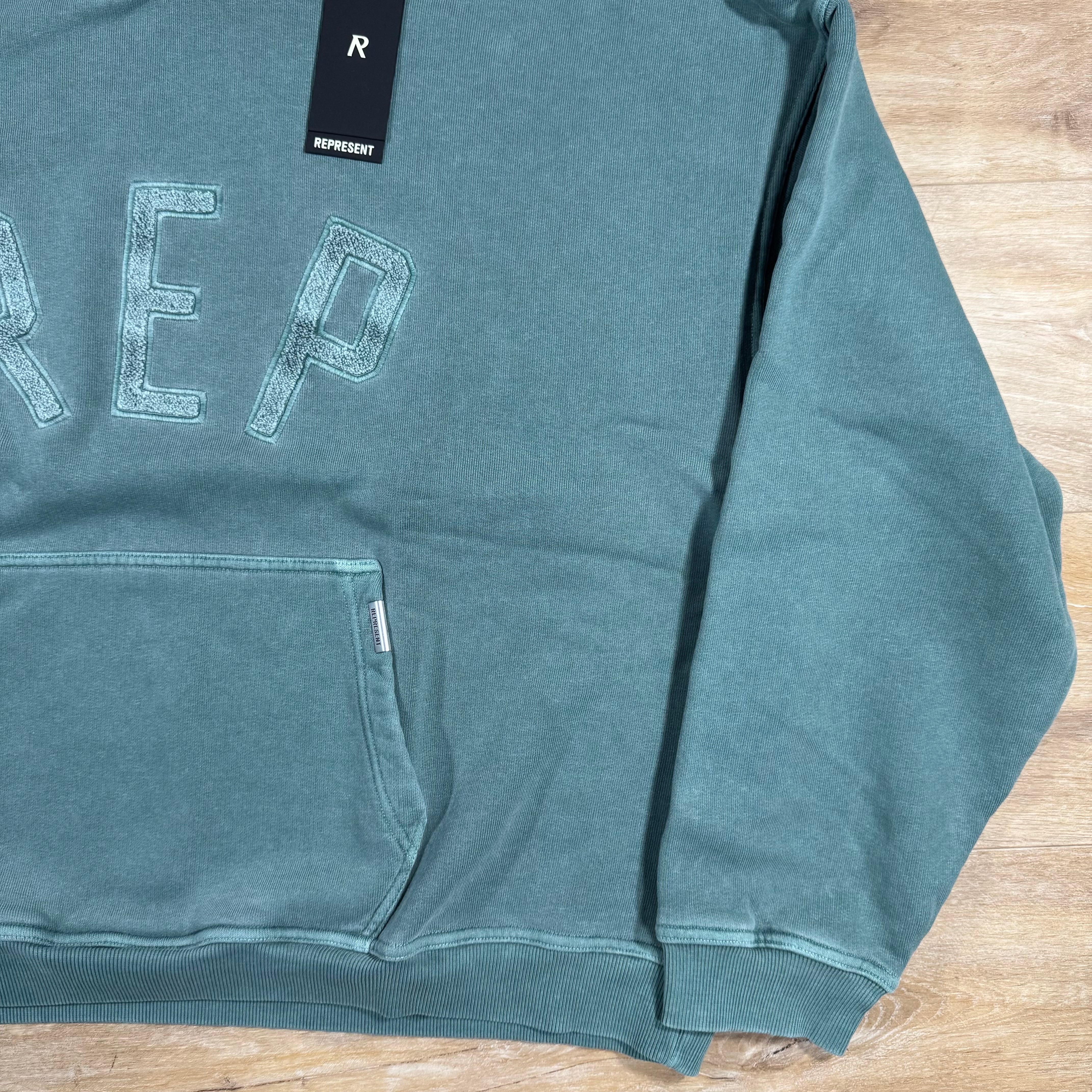 Represent Rep Applique Hoodie in Forest Green - Image 3