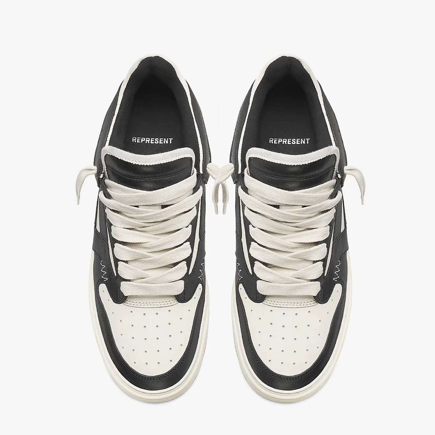 Represent Reptor Low Sneaker in Black / Vintage White - Image 4