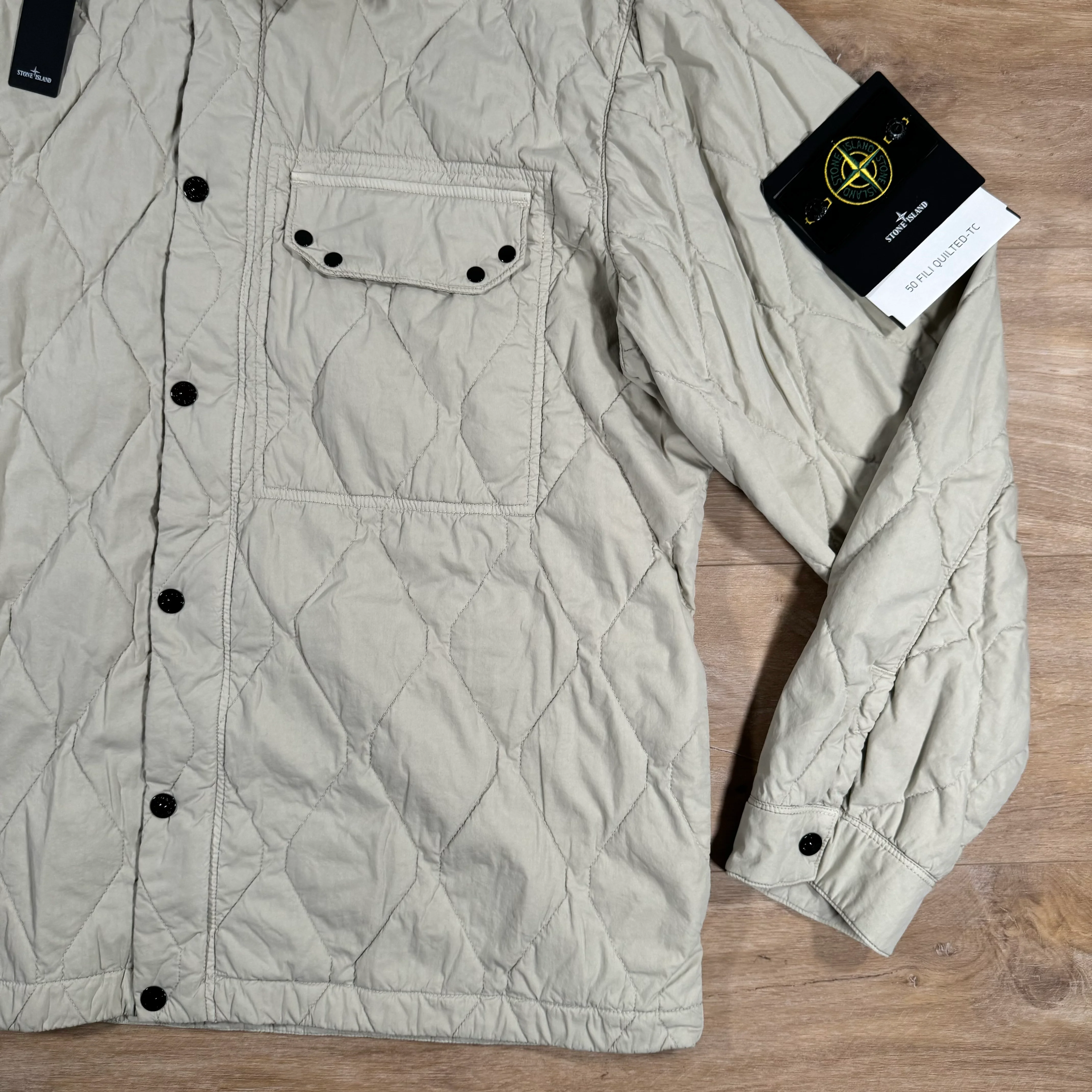Stone Island 50 Fili Nylon Overshirt in Plaster - Image 3