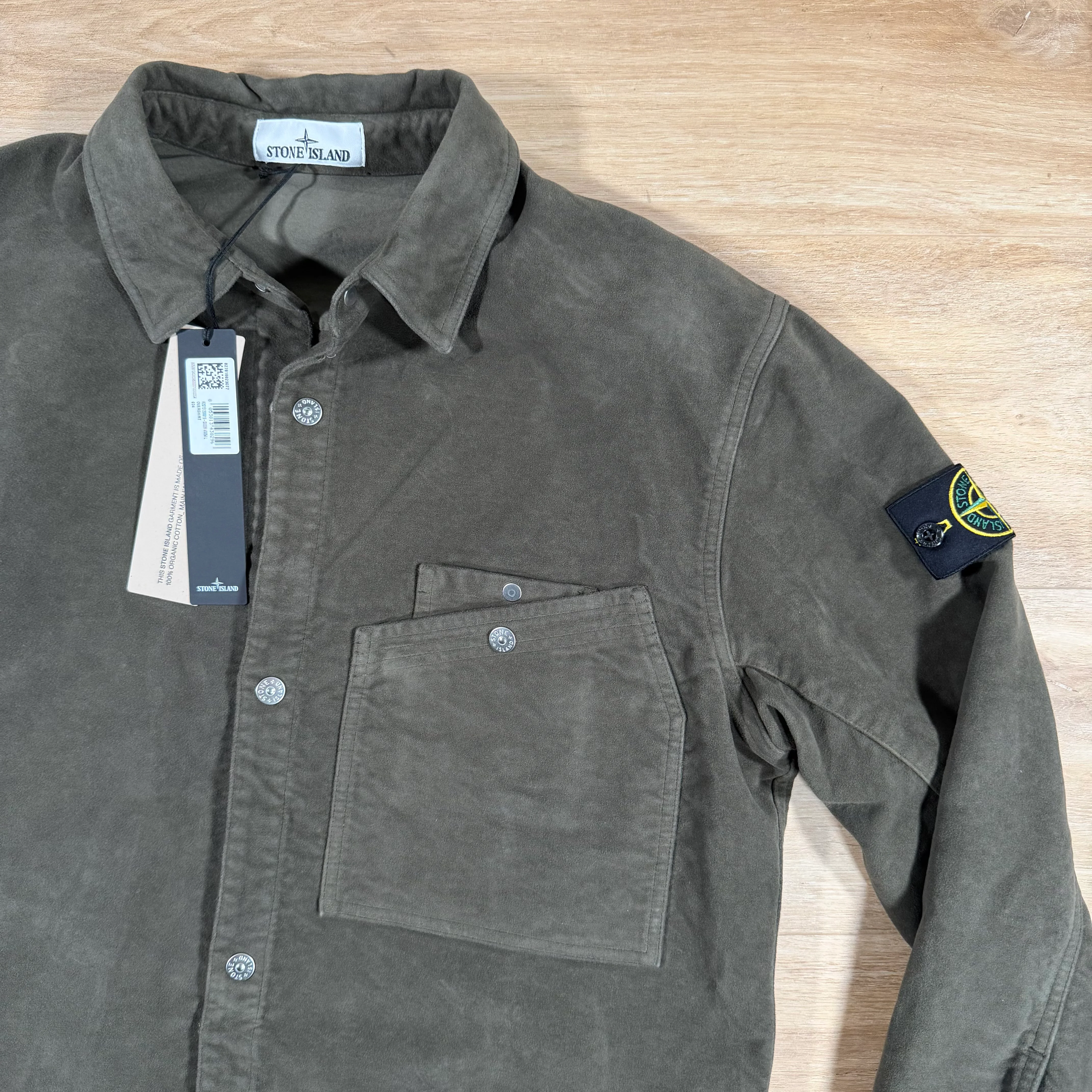 Stone Island Cotton Moleskin-TC Overshirt in Military Green - Image 2