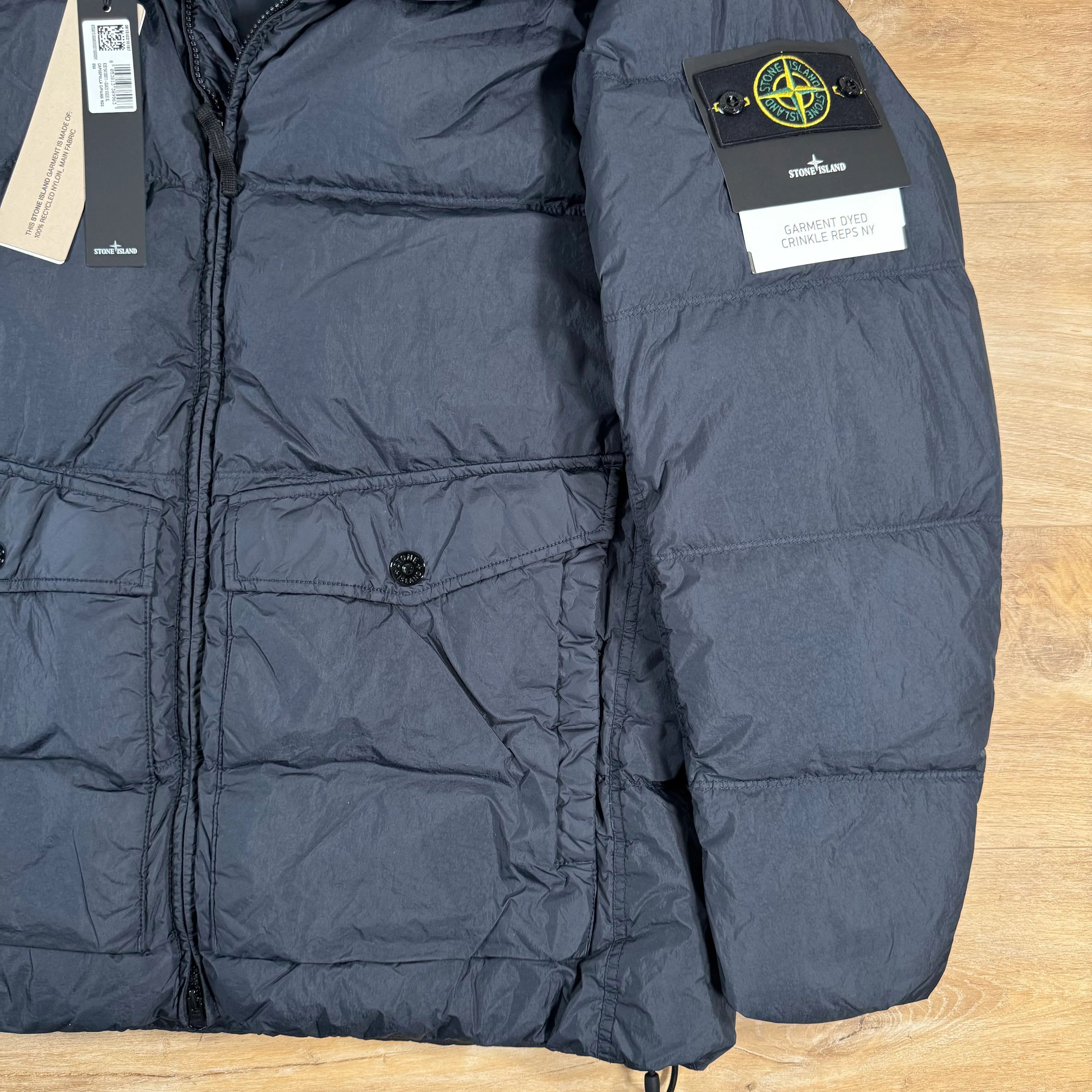 Stone Island Crinkle Reps NY Nylon Down Jacket in Navy - Image 3