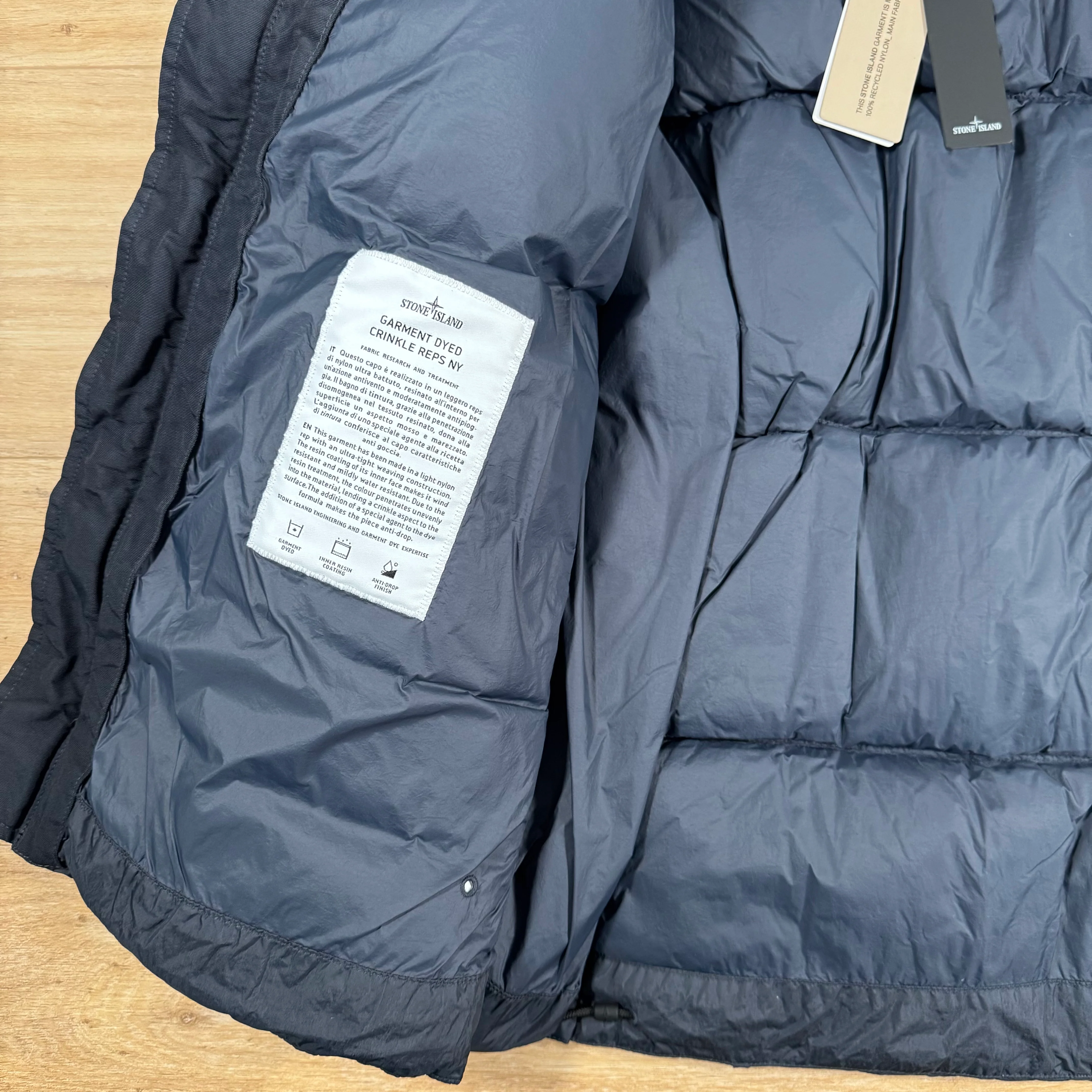 Stone Island Crinkle Reps NY Nylon Down Jacket in Navy - Image 6