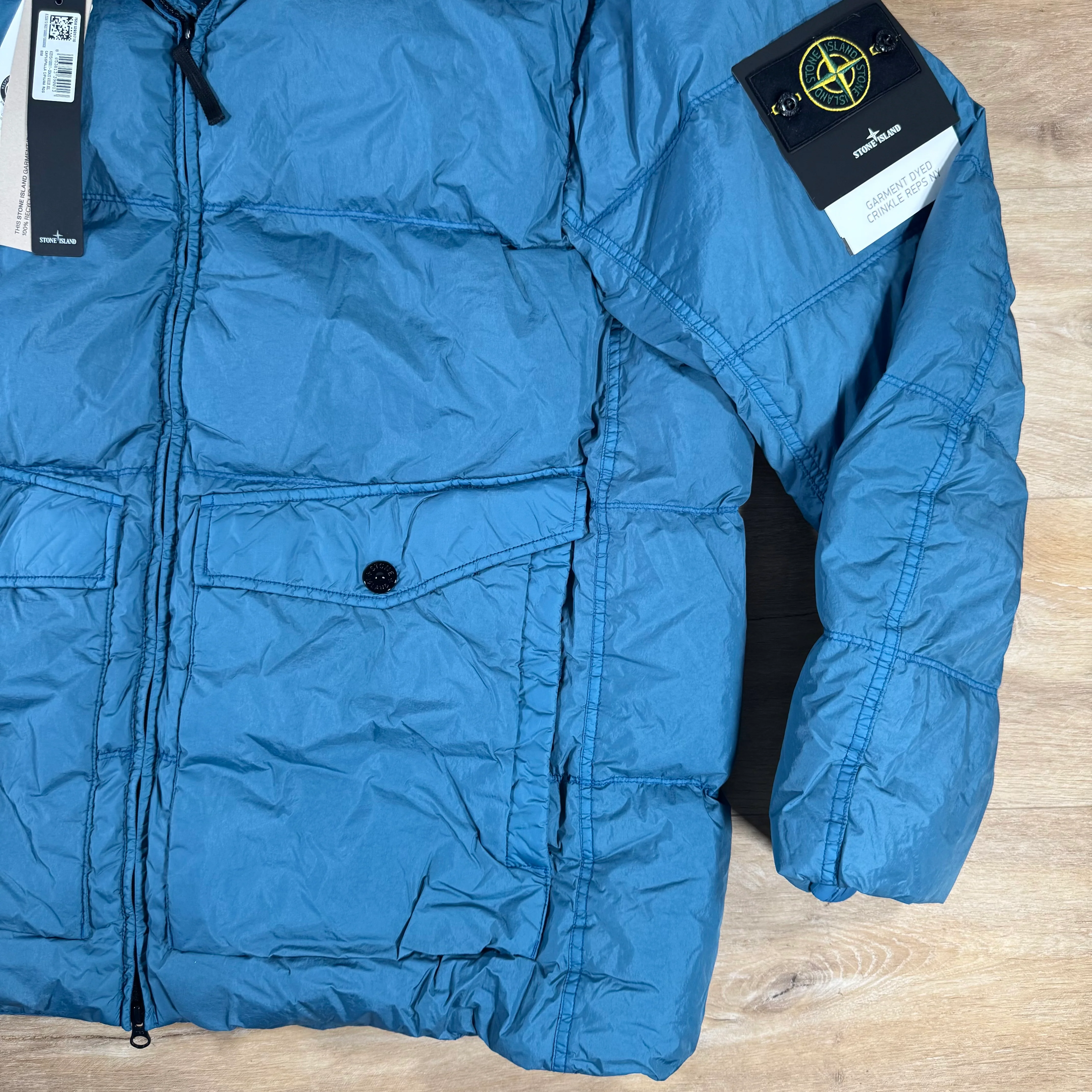 Stone Island Crinkle Reps NY Nylon Down Jacket in Steel Blue - Image 3
