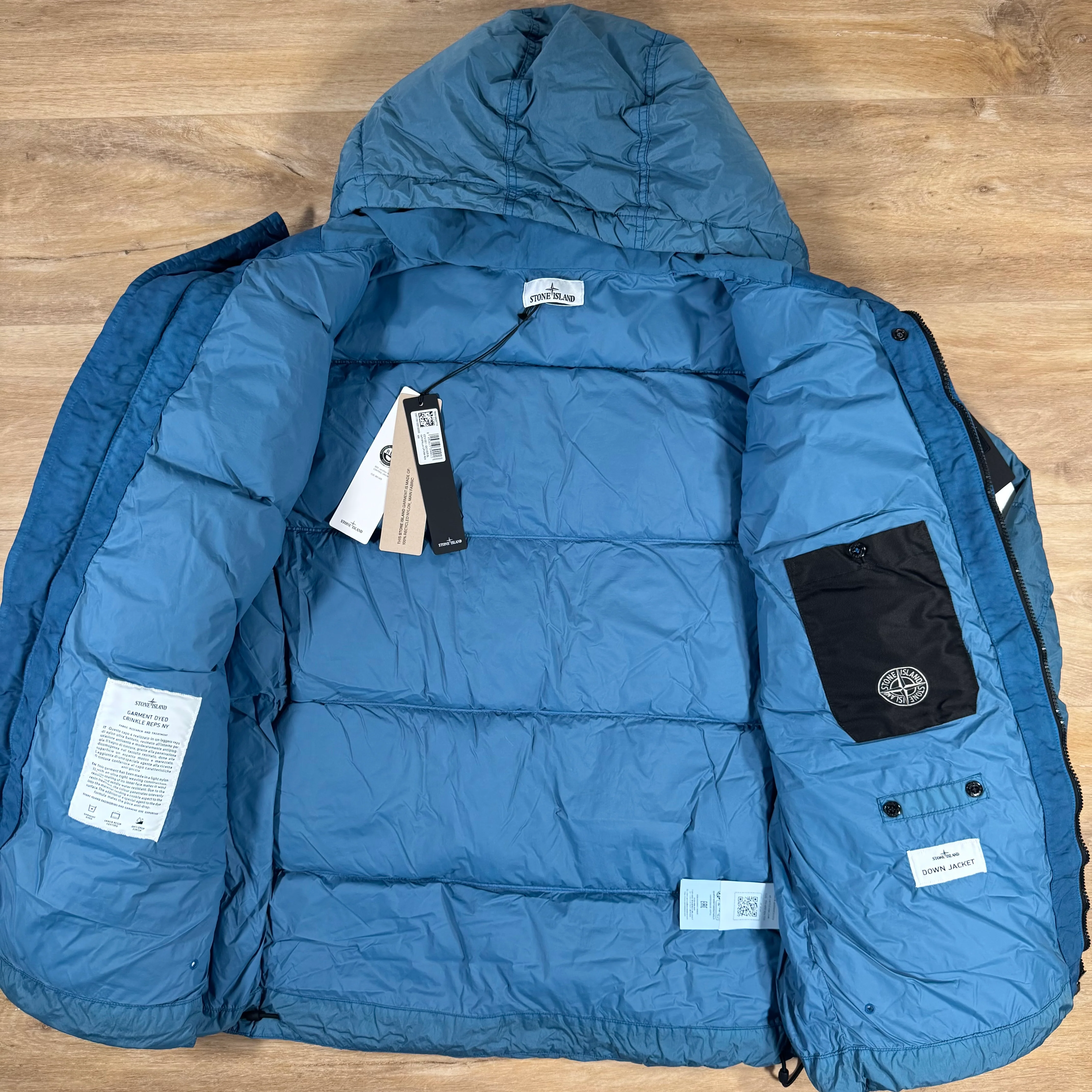 Stone Island Crinkle Reps NY Nylon Down Jacket in Steel Blue - Image 4