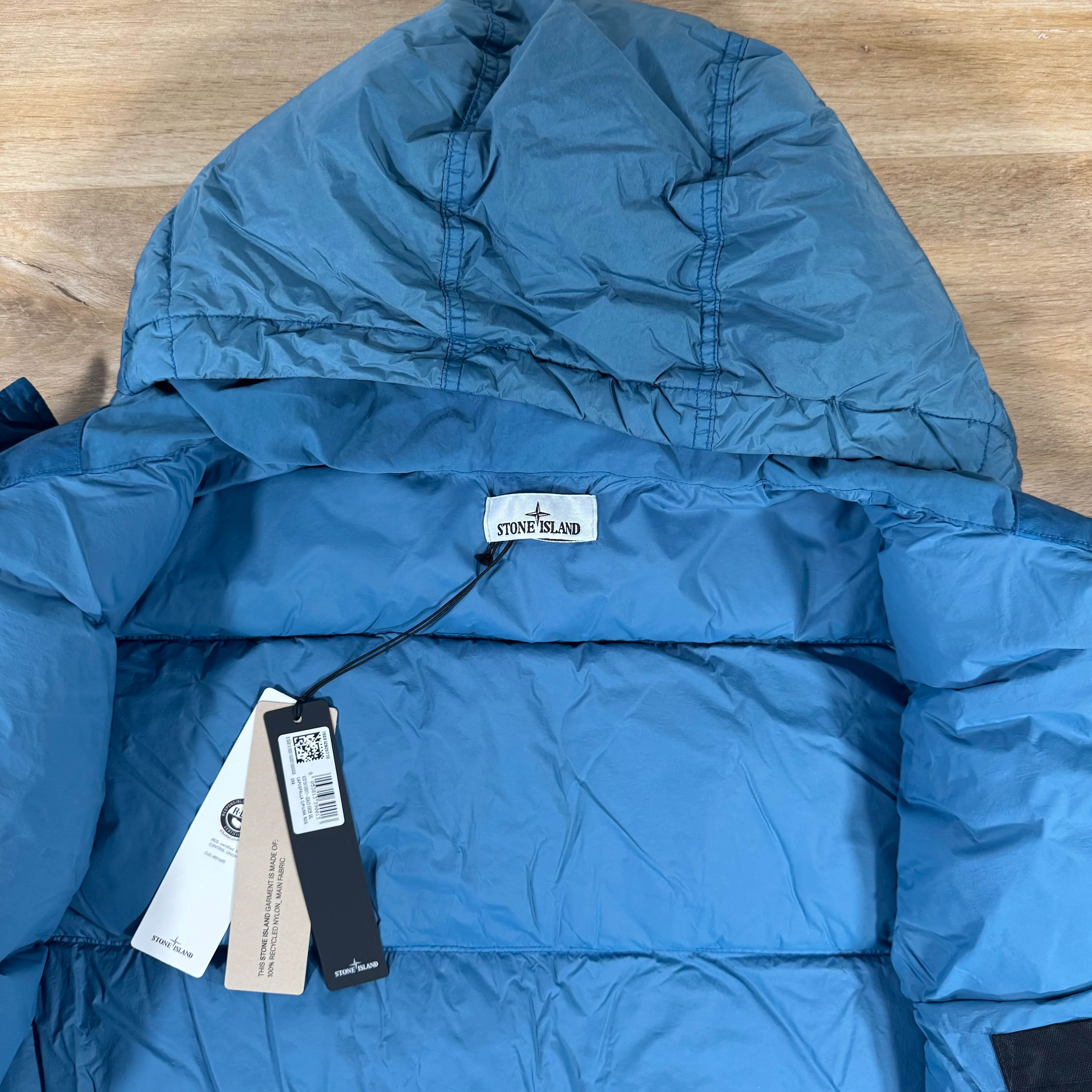 Stone Island Crinkle Reps NY Nylon Down Jacket in Steel Blue - Image 5