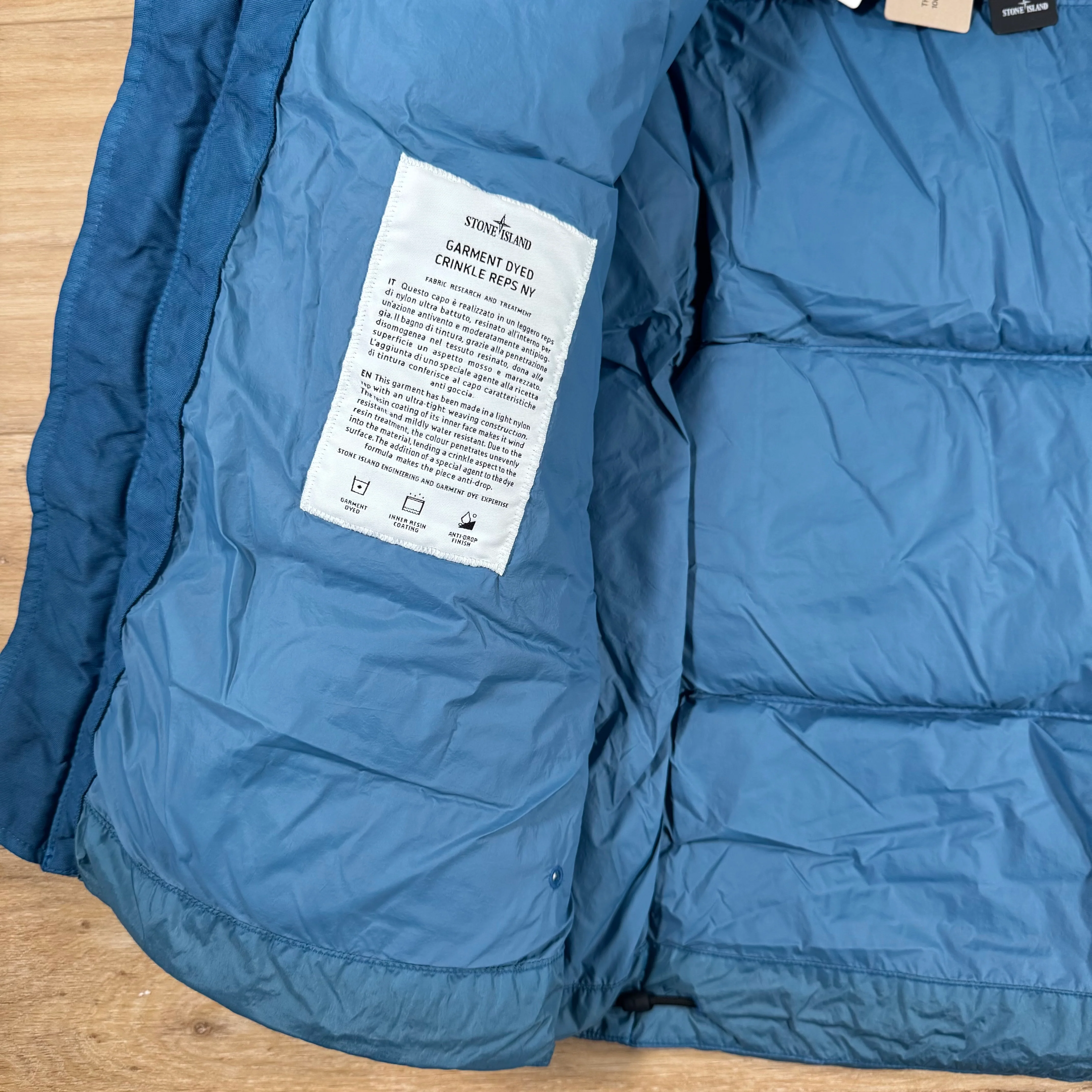 Stone Island Crinkle Reps NY Nylon Down Jacket in Steel Blue - Image 6