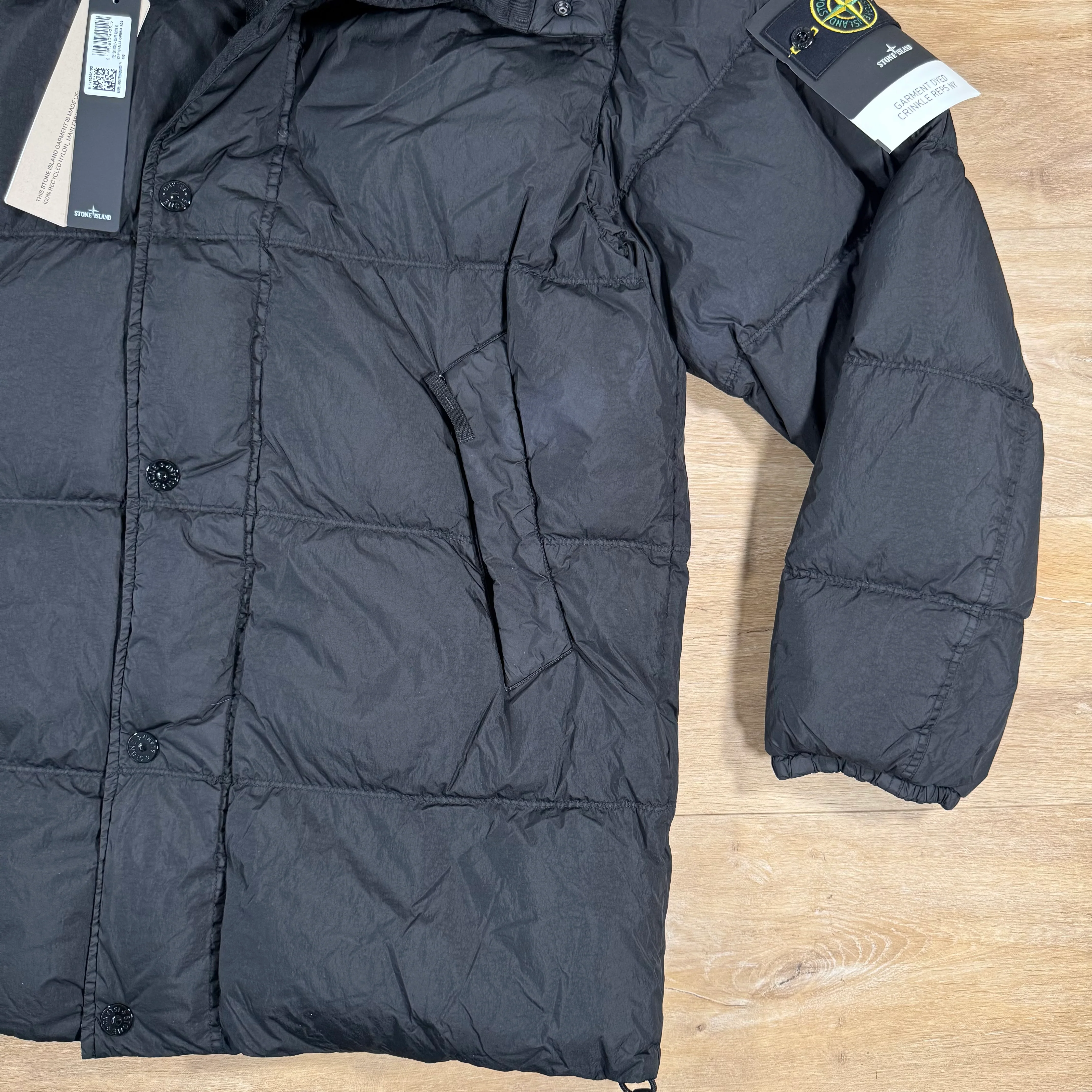 Stone Island Crinkle Reps NY Nylon Down Parka in Black - Image 3