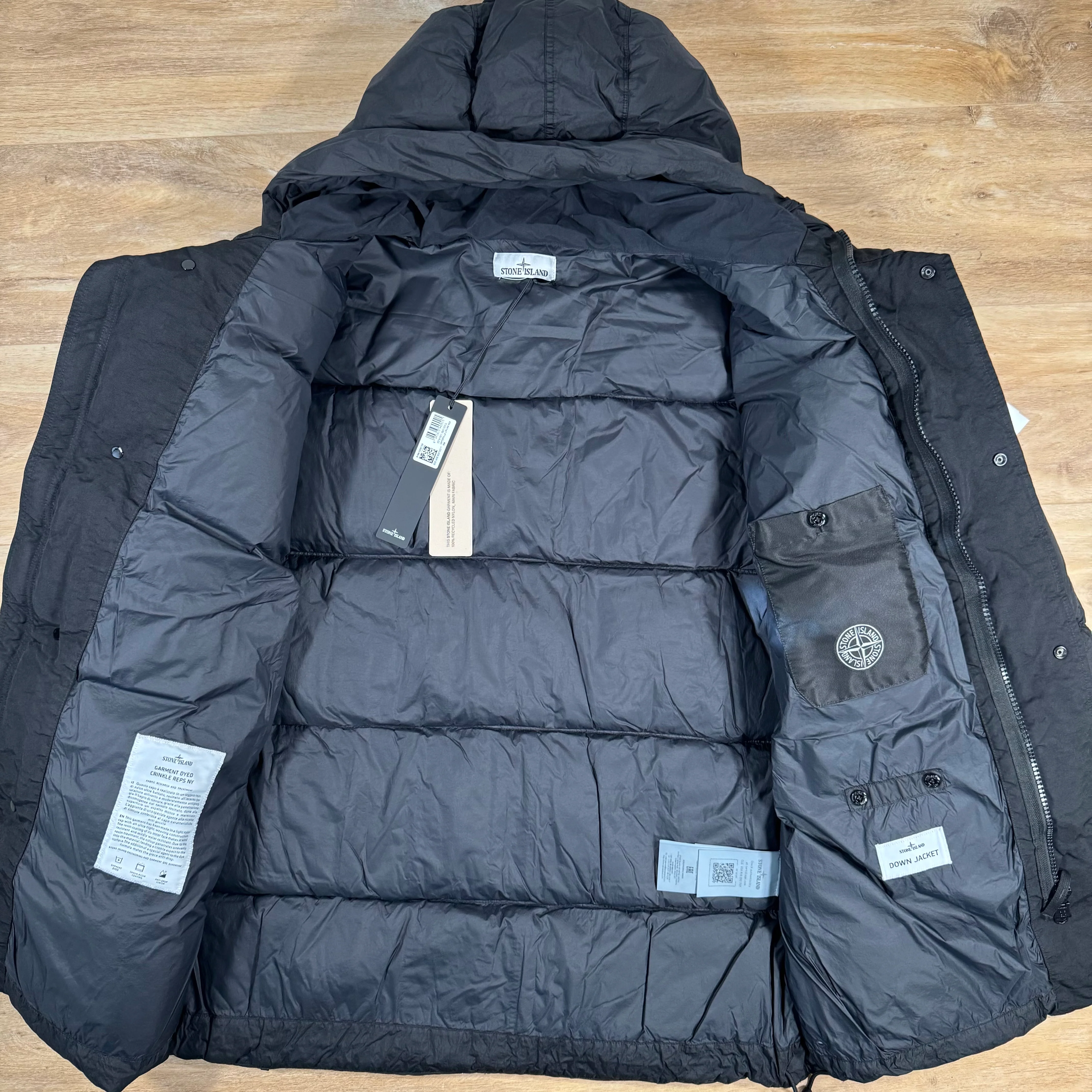 Stone Island Crinkle Reps NY Nylon Down Parka in Black - Image 4