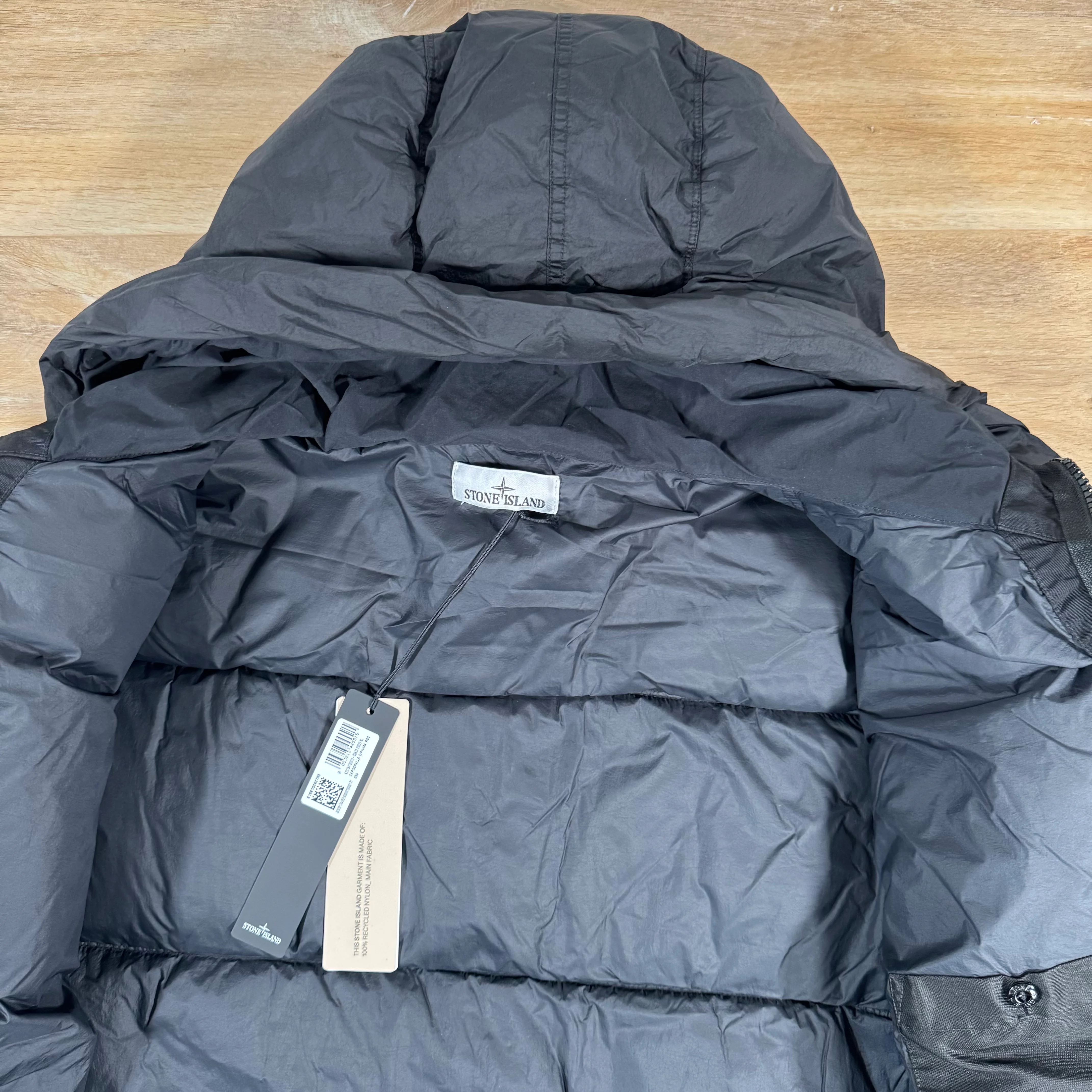 Stone Island Crinkle Reps NY Nylon Down Parka in Black - Image 5