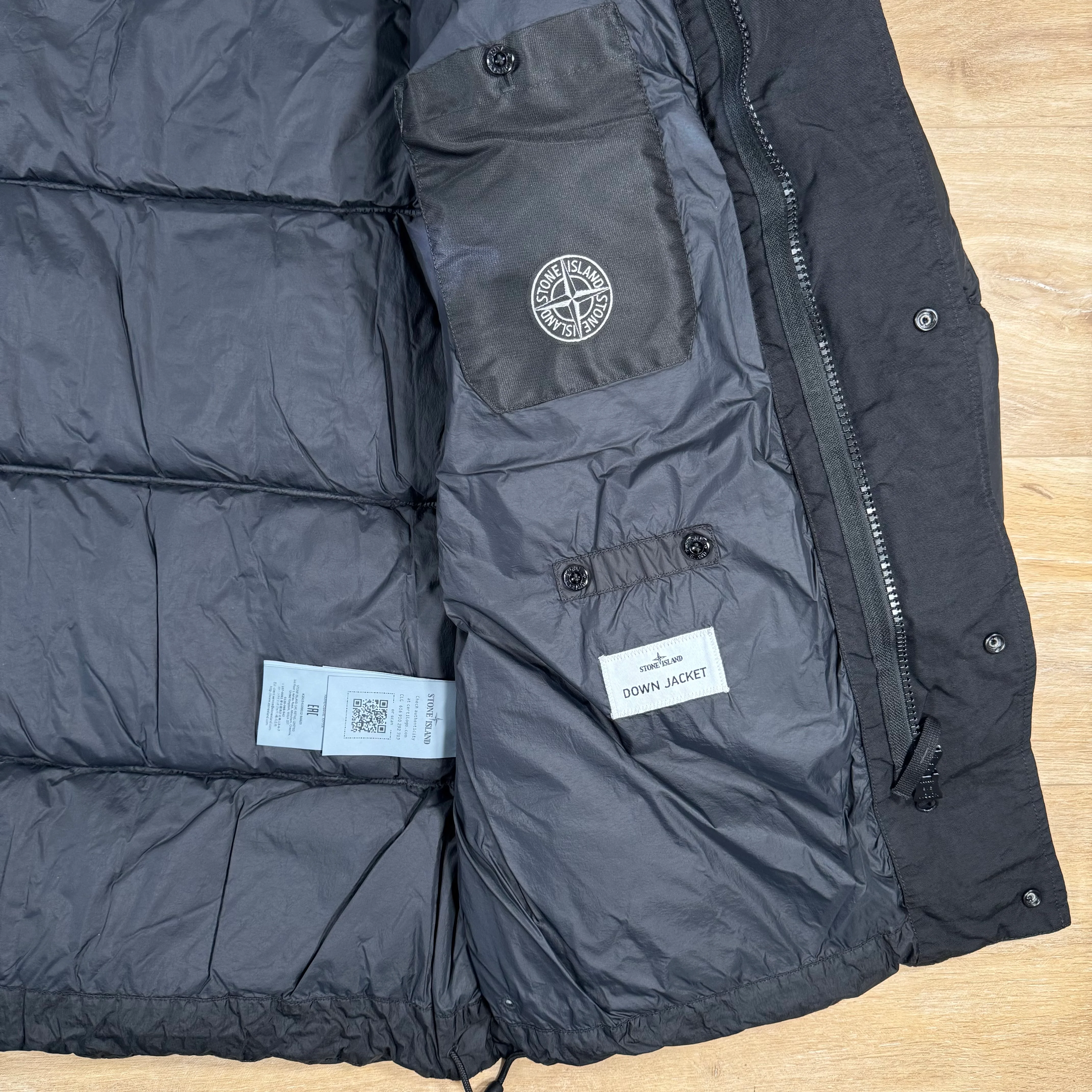 Stone Island Crinkle Reps NY Nylon Down Parka in Black - Image 7