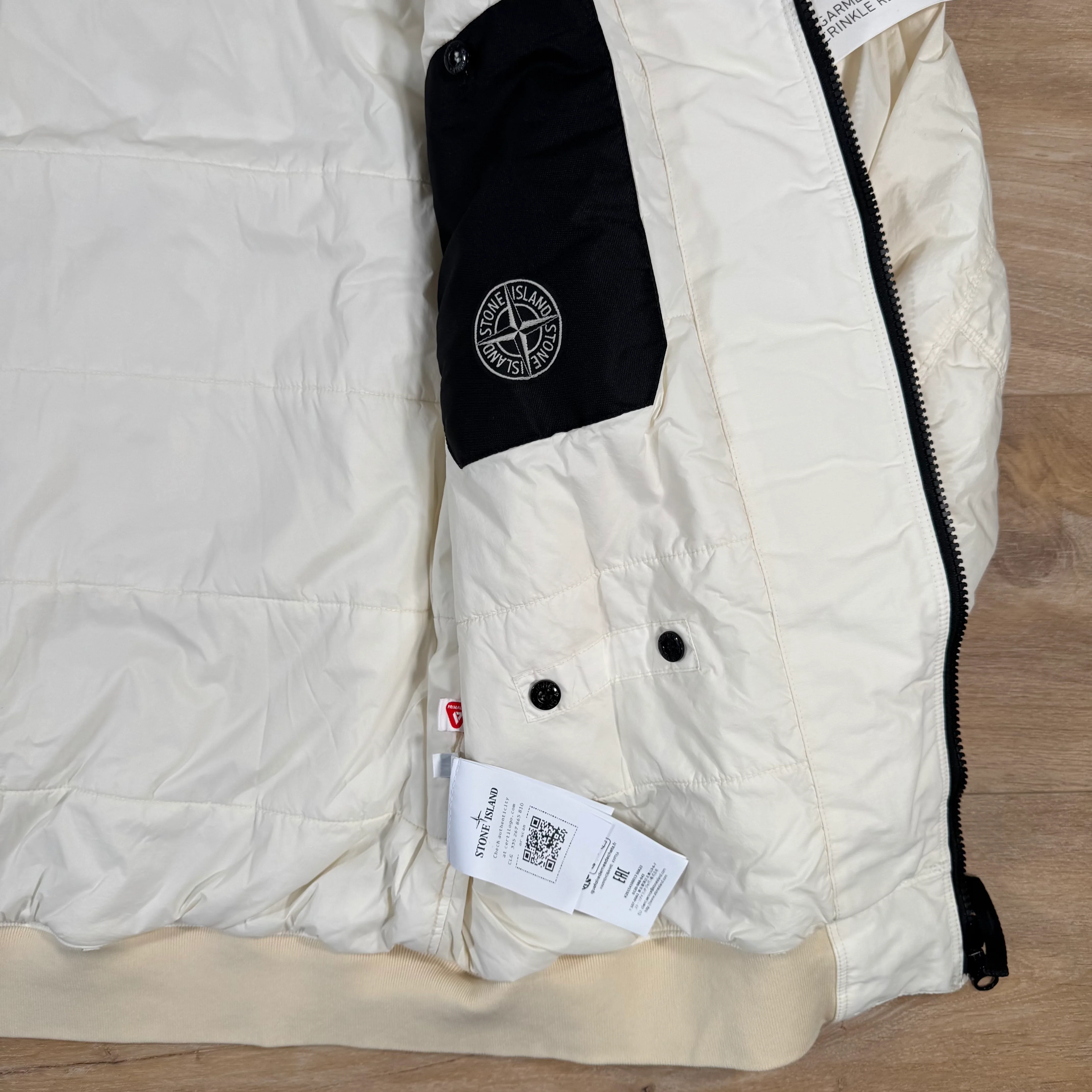 Stone Island Crinkle Reps NY Padded Jacket in Ivory - Image 7