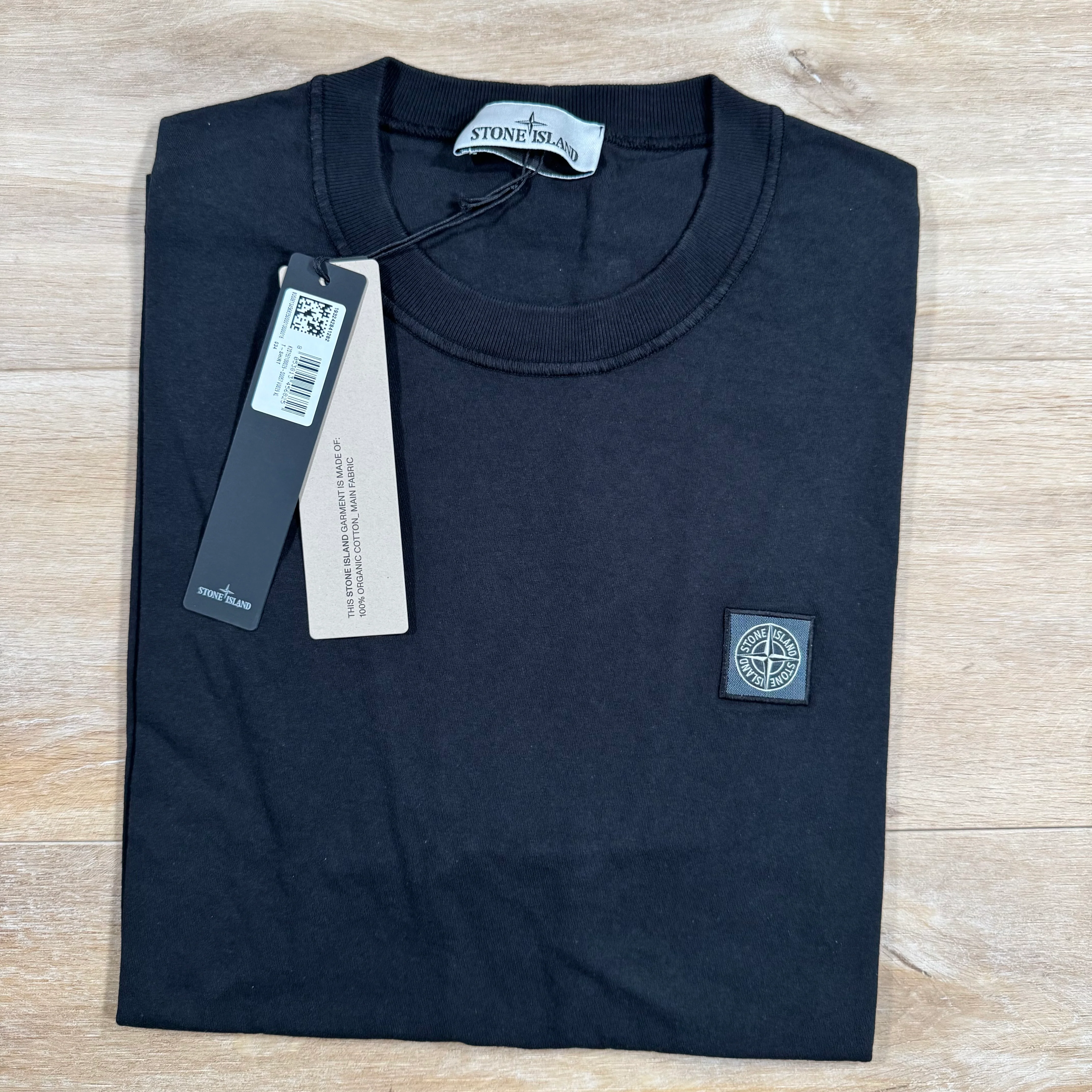 Stone Island Fissato Effect Patch Logo T-Shirt in Black - Image 2