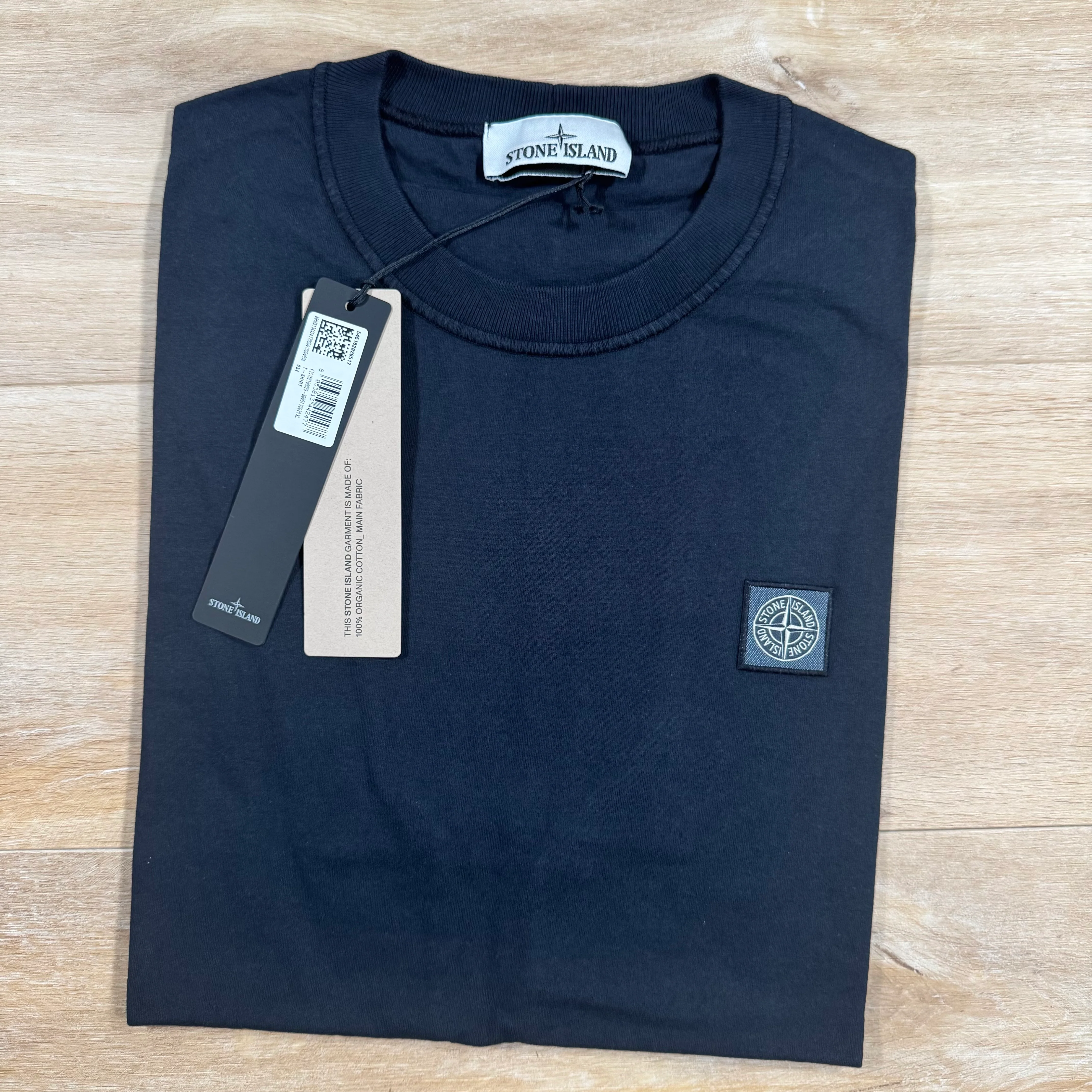 Stone Island Fissato Effect Patch Logo T-Shirt in Navy - Image 2