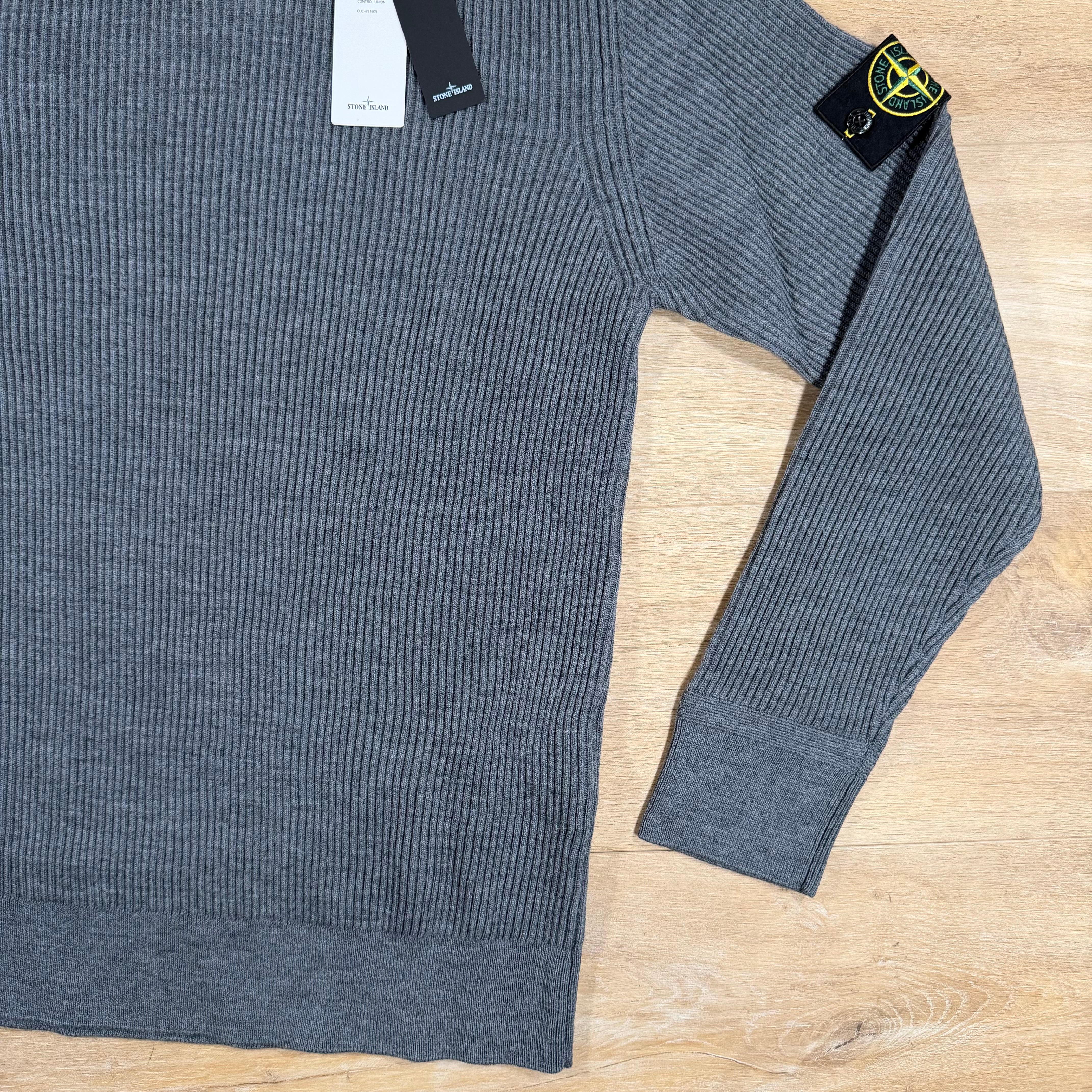 Stone Island Full Rib RWS Wool Turtleneck Jumper in Dark Grey - Image 3