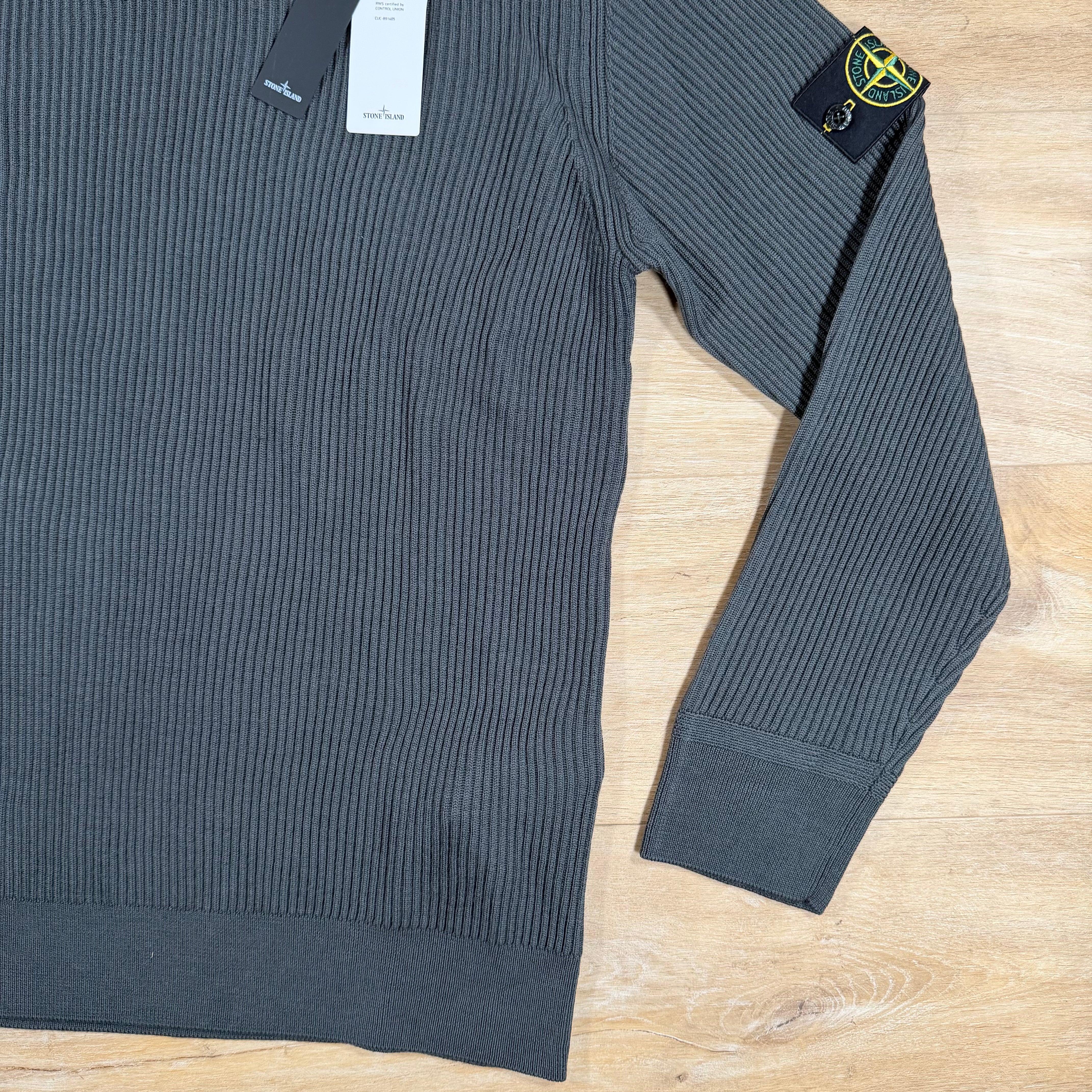 Stone Island Full Rib RWS Wool Turtleneck Jumper in Lead Grey - Image 3