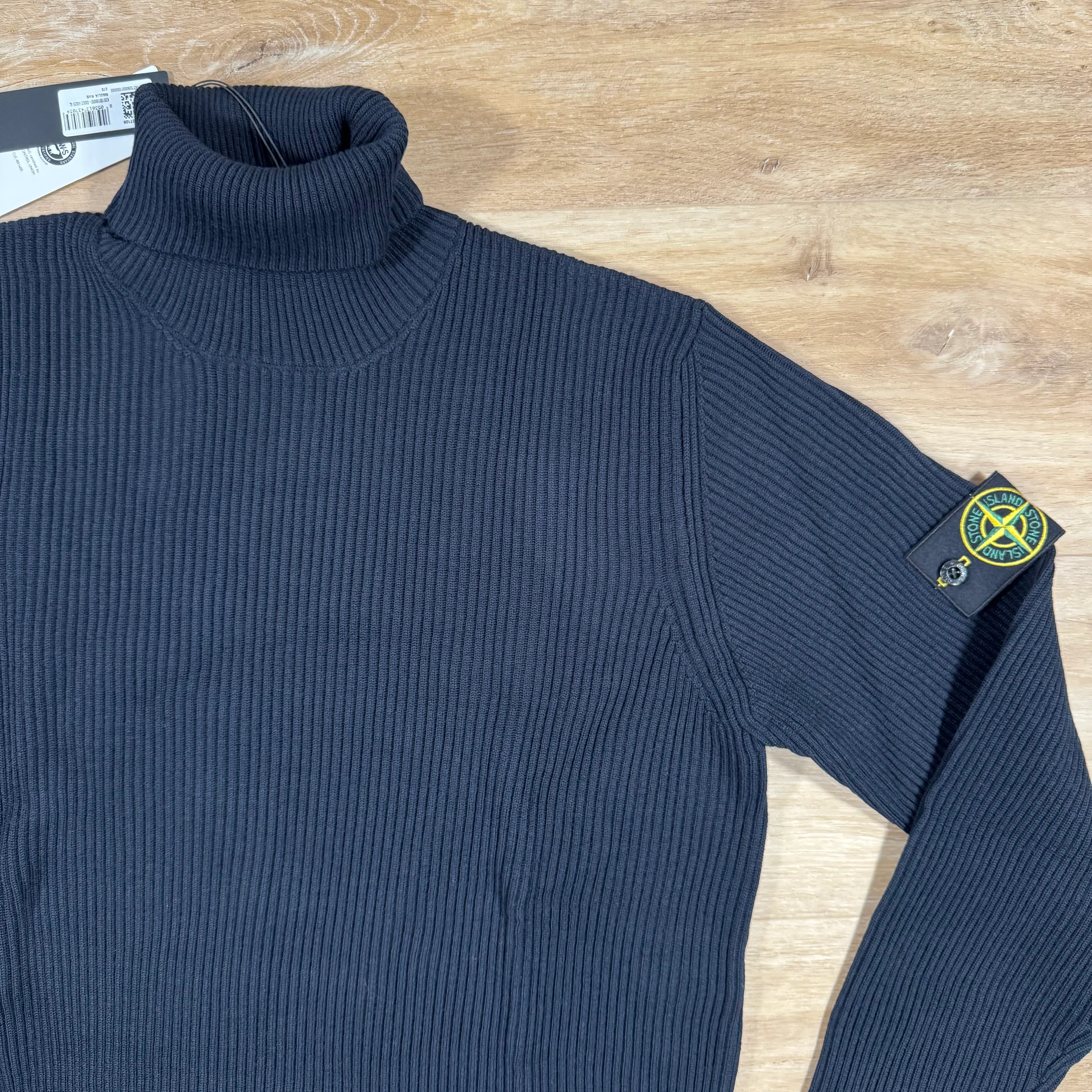 Stone Island Full Rib RWS Wool Turtleneck Jumper in Navy - Image 2