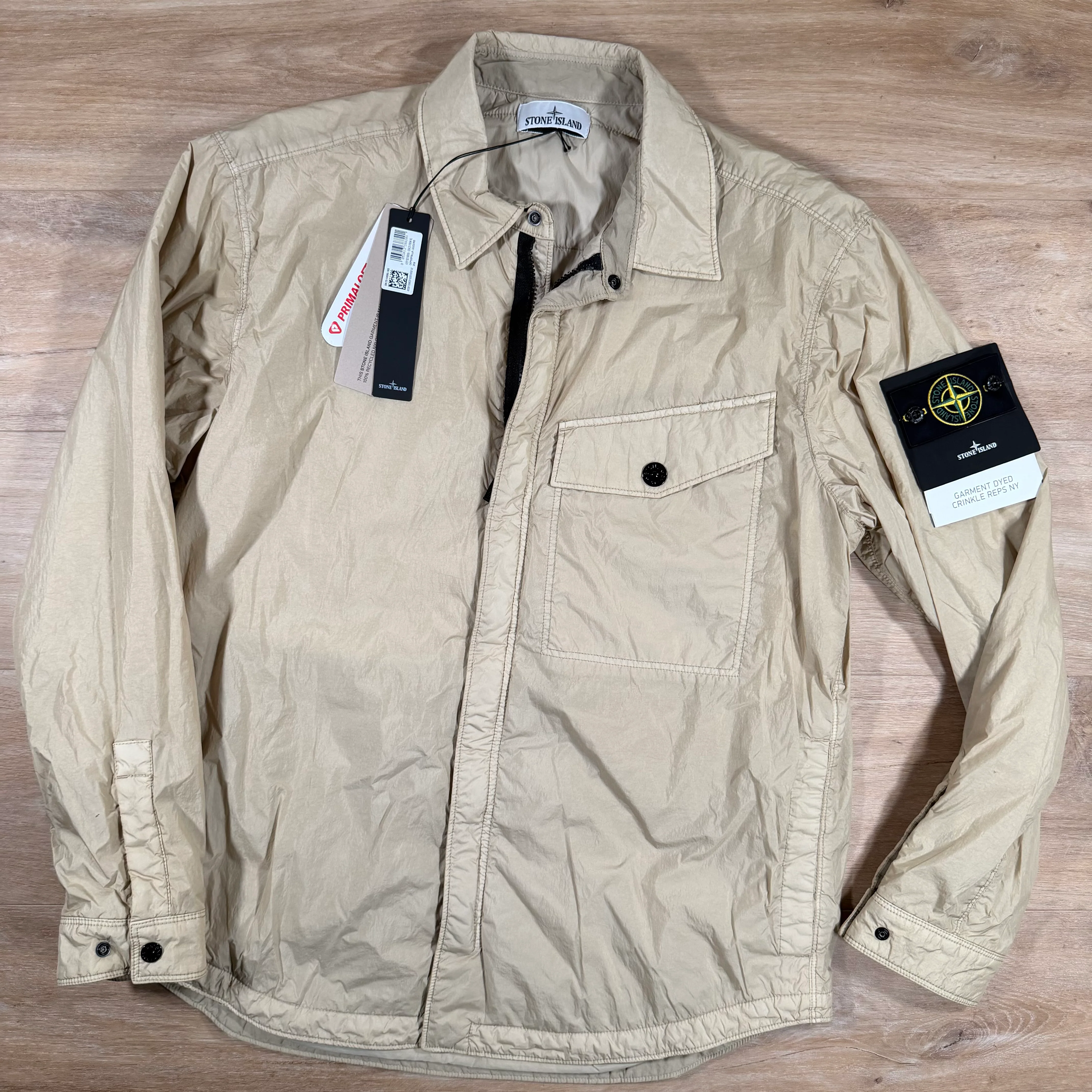 Stone Island Garment Dyed Crinkle Reps NY Overshirt in Desert