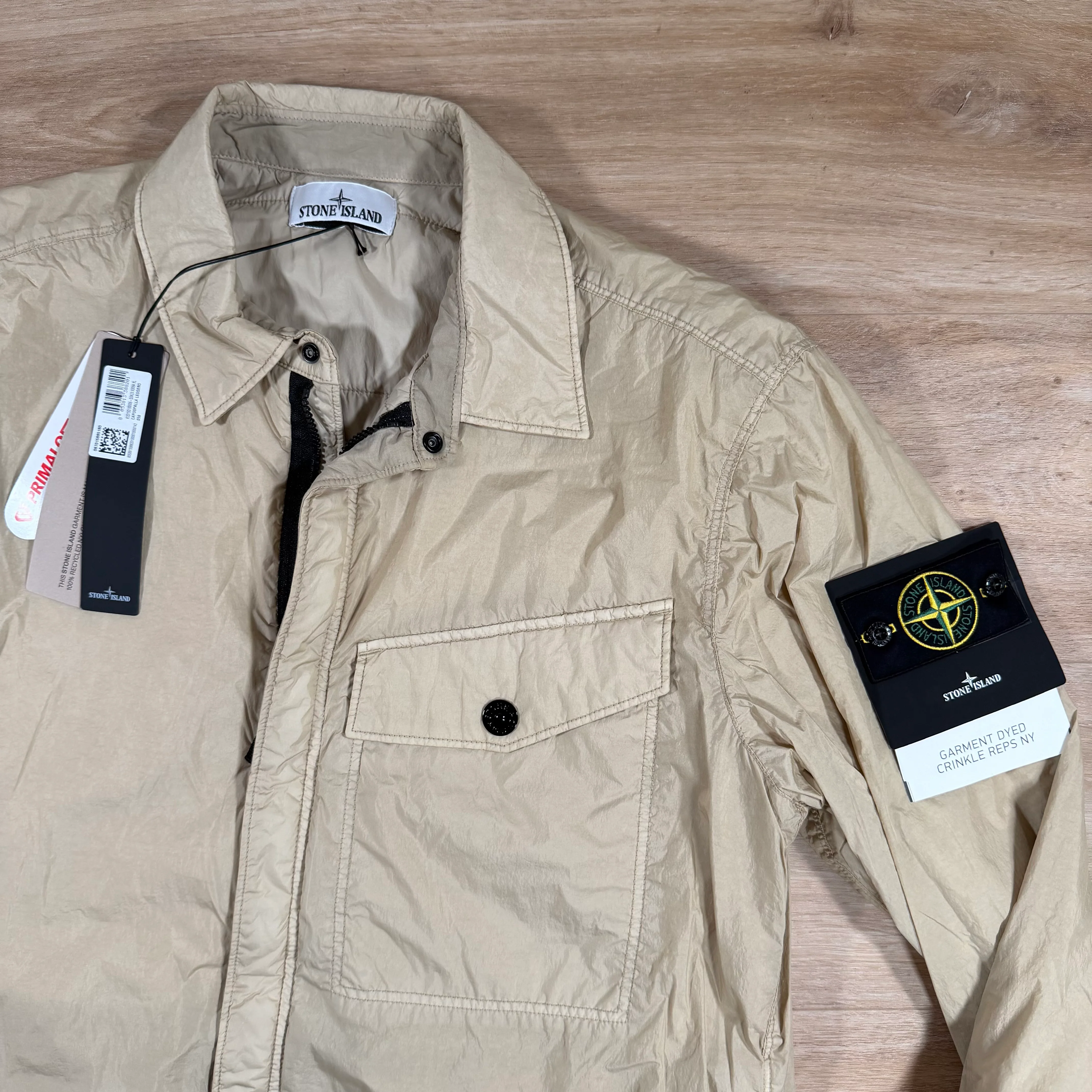 Stone Island Garment Dyed Crinkle Reps NY Overshirt in Desert - Image 2